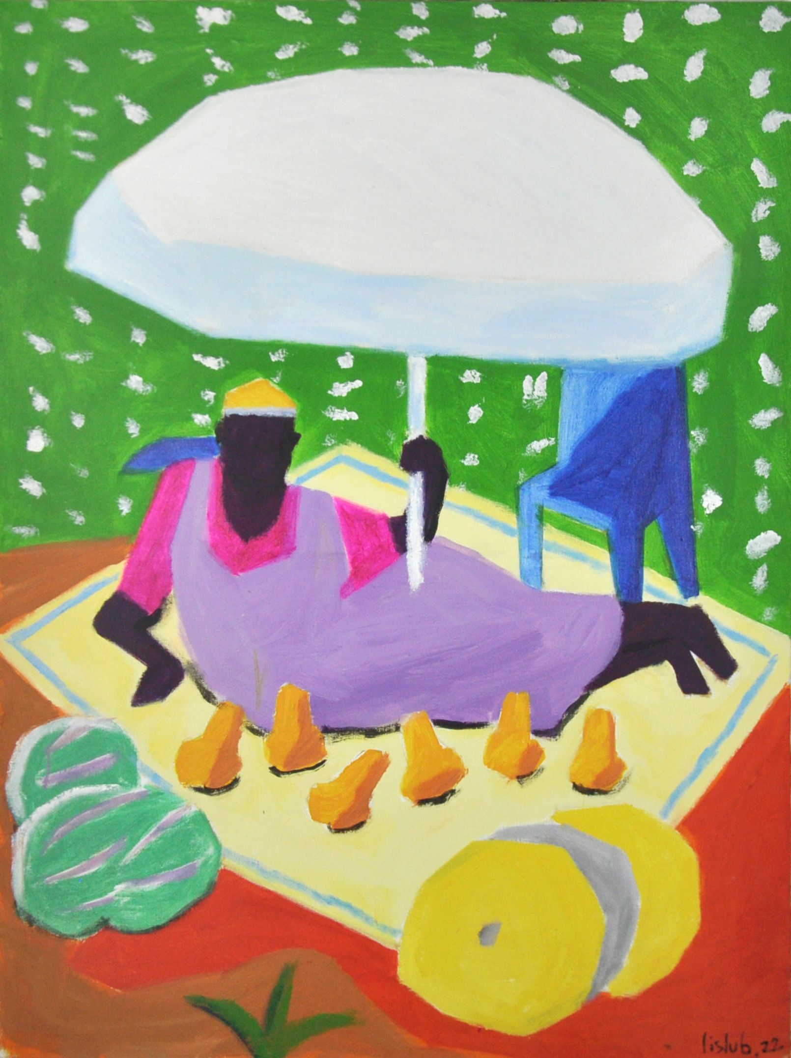 Любовь Лисицына (Картина, живопись - 
                  80 x 120 см) Продавец фруктов