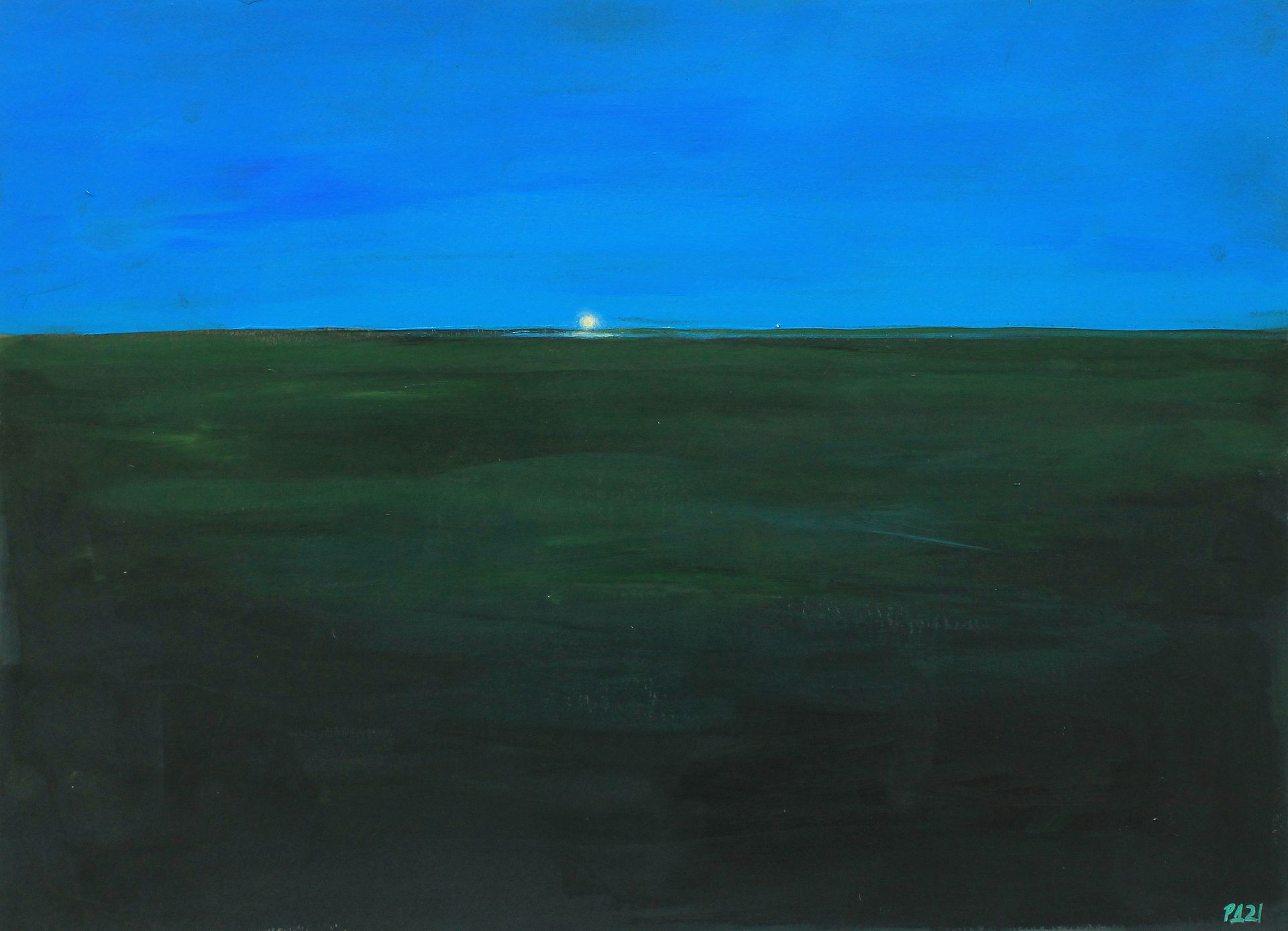 Денис Русаков (Картина, живопись - 
                  47 x 34 см) Пейзаж с фонарем из окна поезда