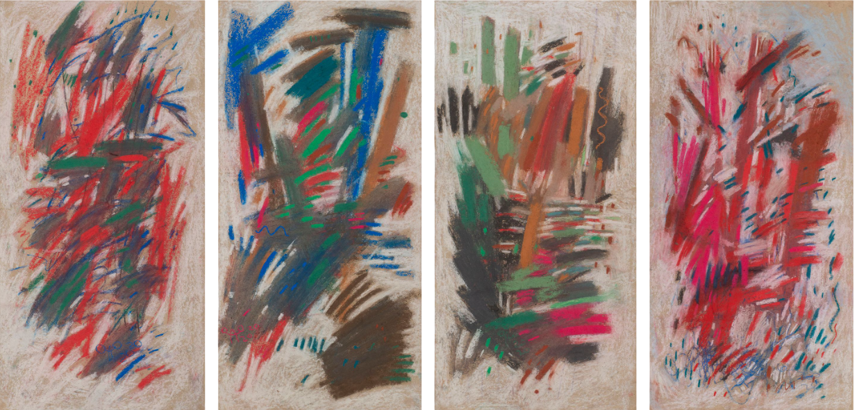 Олег Агафонов (Авторская графика - 
                  168 x 83.5 см) Квадриптих "Струны к Дворжаку"