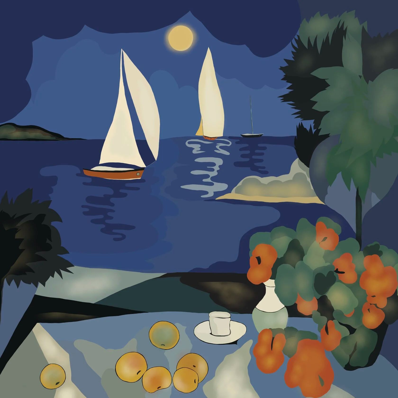 Нина Цориева (Картина, живопись - 
                  70 x 70 см) Морской пейзаж