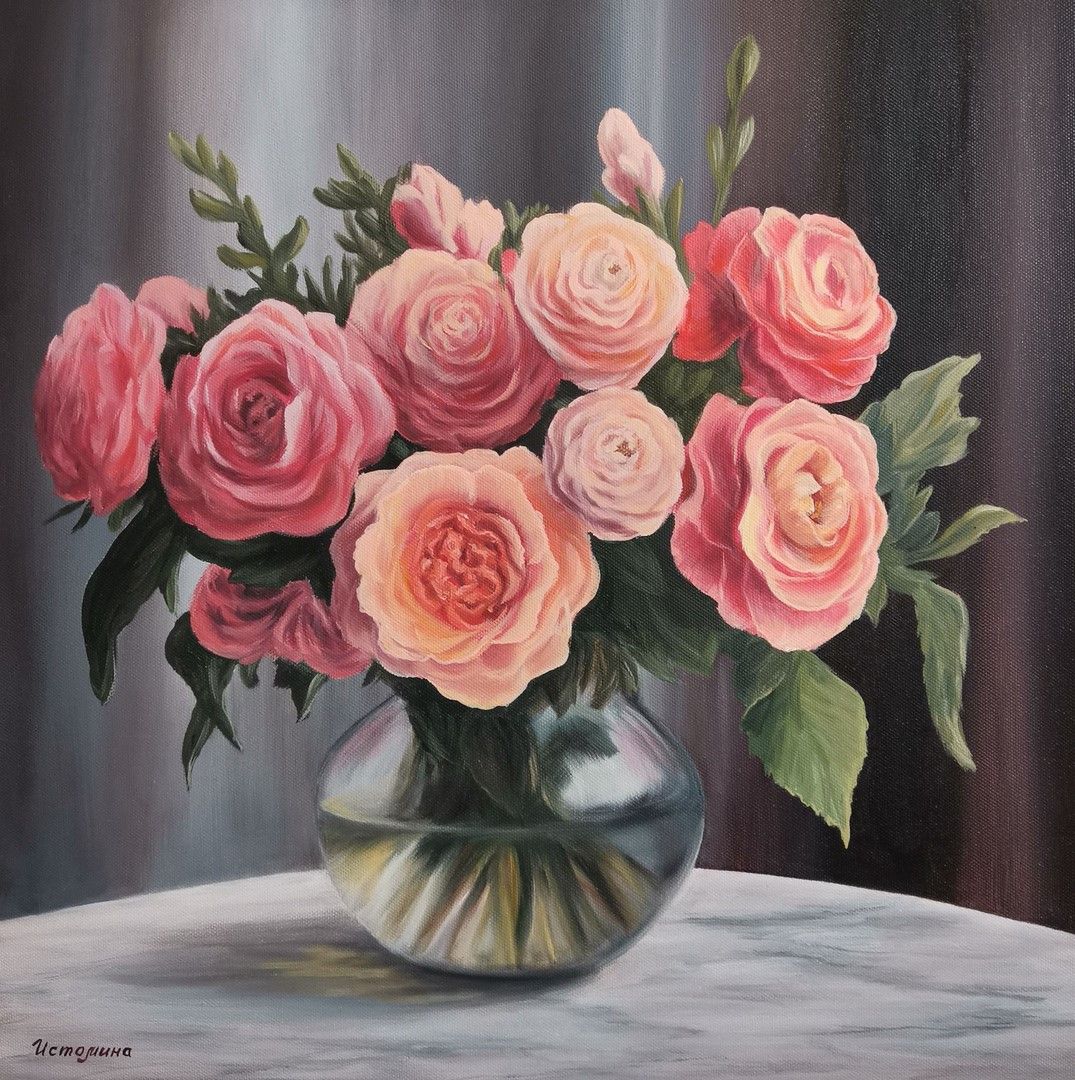 Елена Истомина (Картина, живопись - 
                  40 x 40 см) Pink Waltz