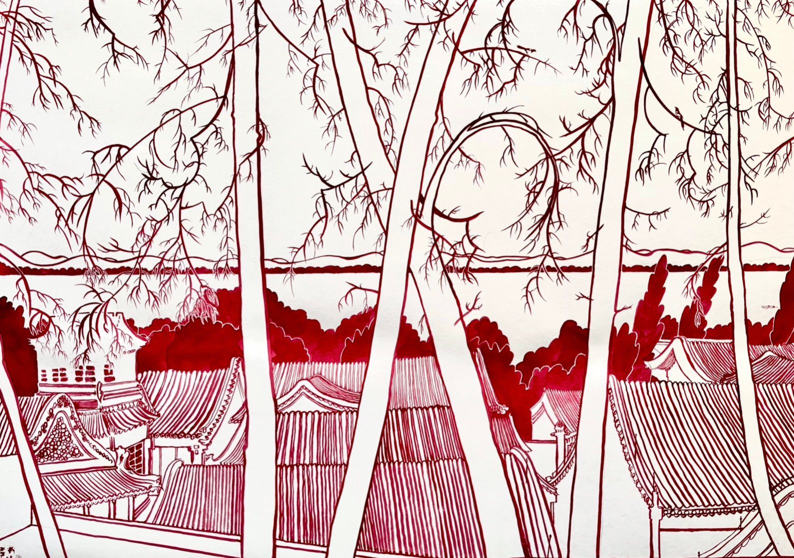 Анна Филиппова-Широкая (Авторская графика - 
                  84.1 x 59.4 см) Летний дворец. Пекин