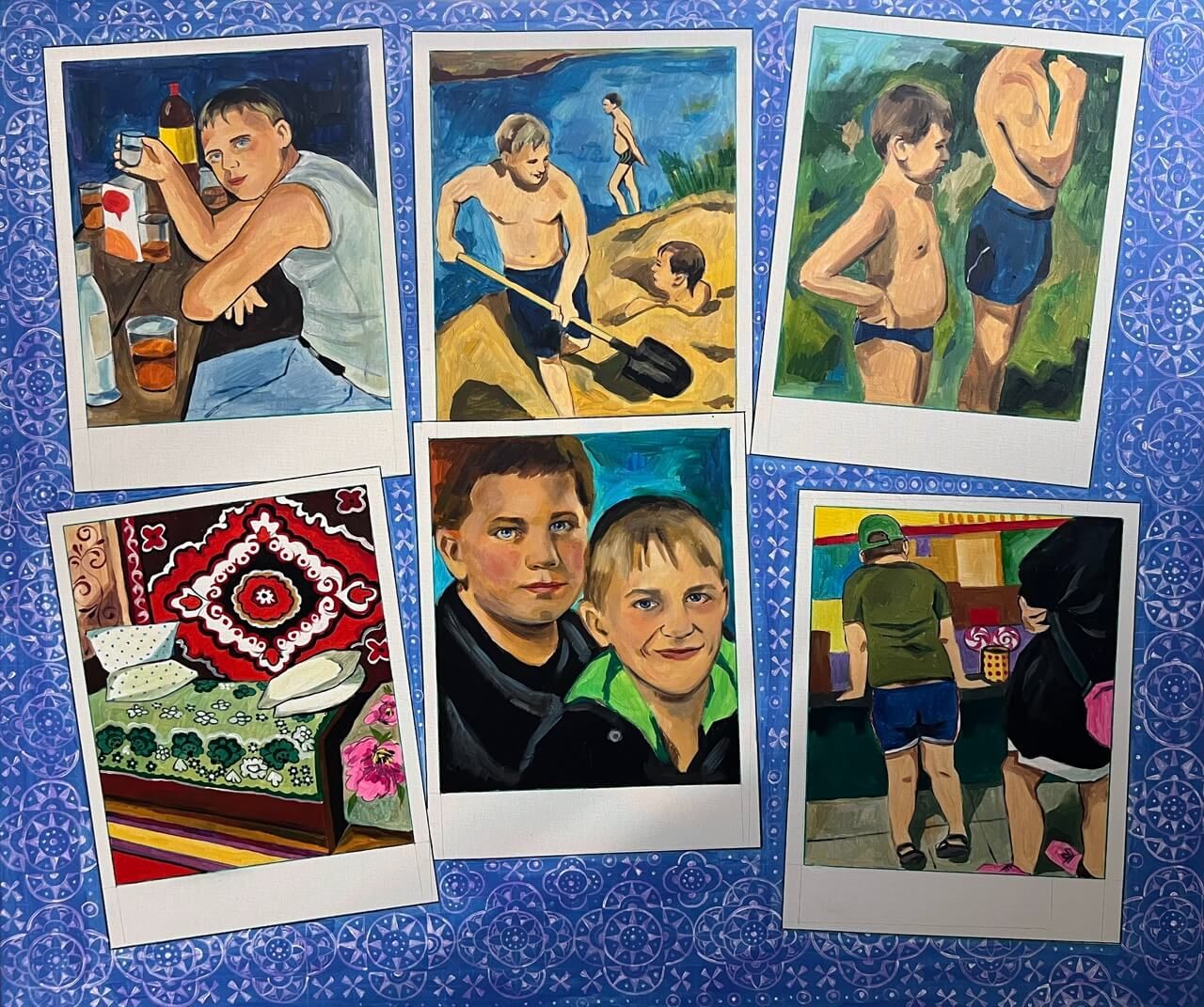 Лена Запрудских (Картина, живопись - 
                  120 x 100 см) Полароидное лето #3