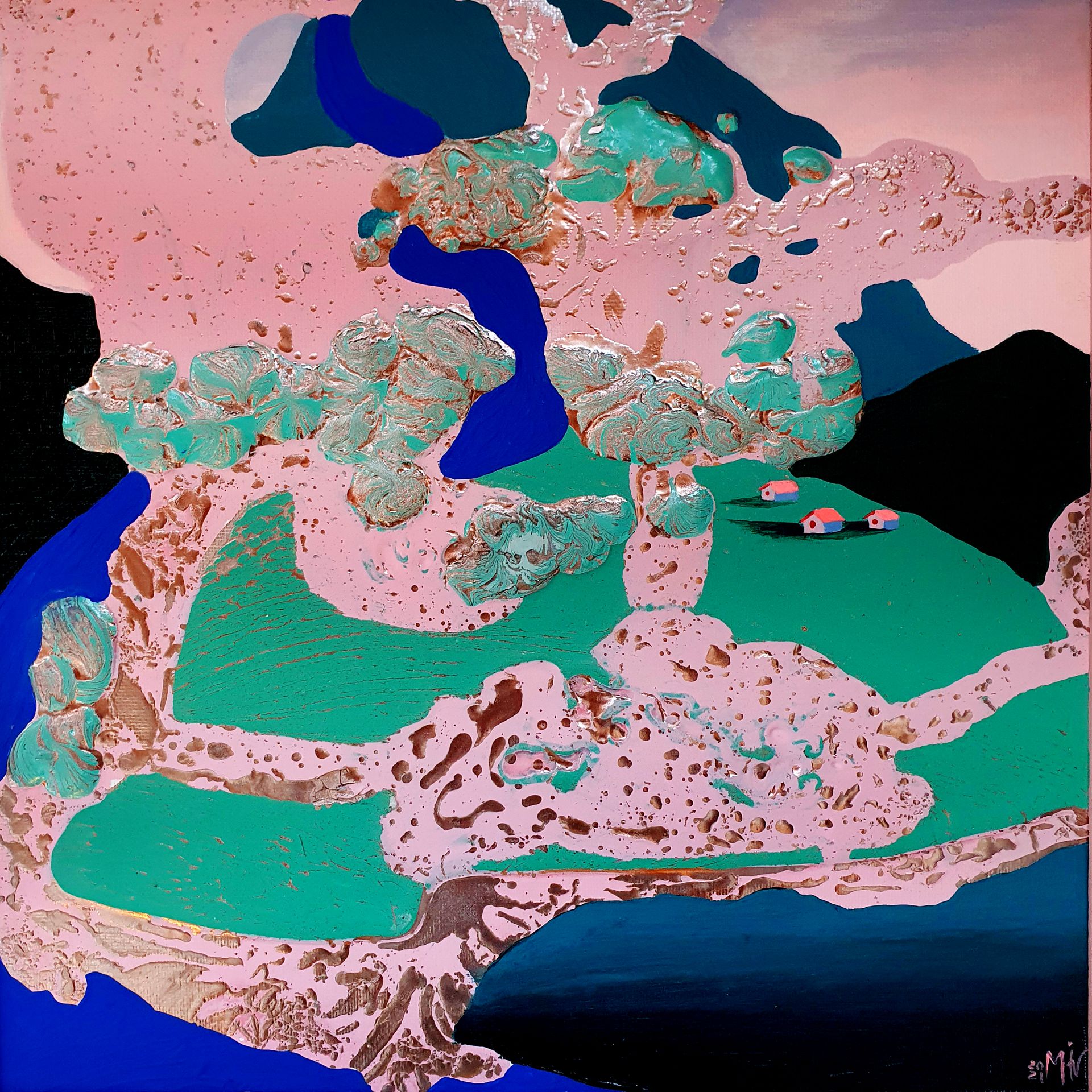 Маша Ив (Картина, живопись - 
                  30 x 30 см) PINK  MIST