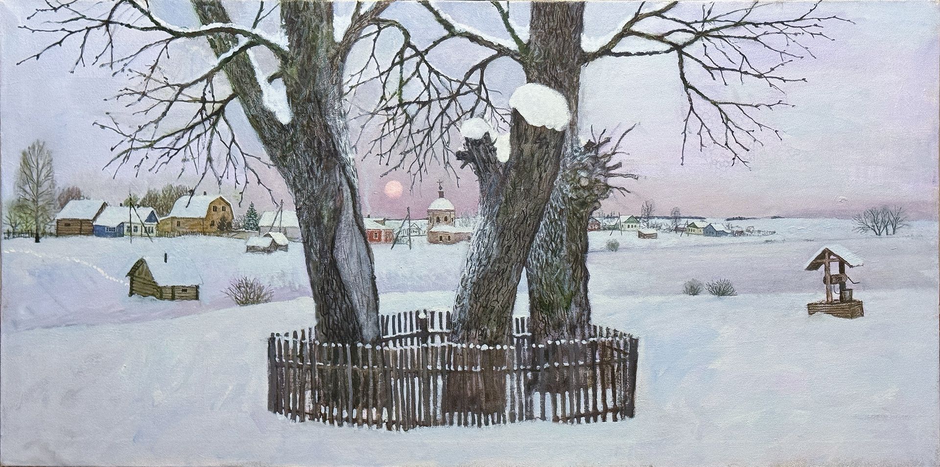 Андрей Аверьянов (Картина, живопись - 
                  120 x 60 см) Зима в деревне