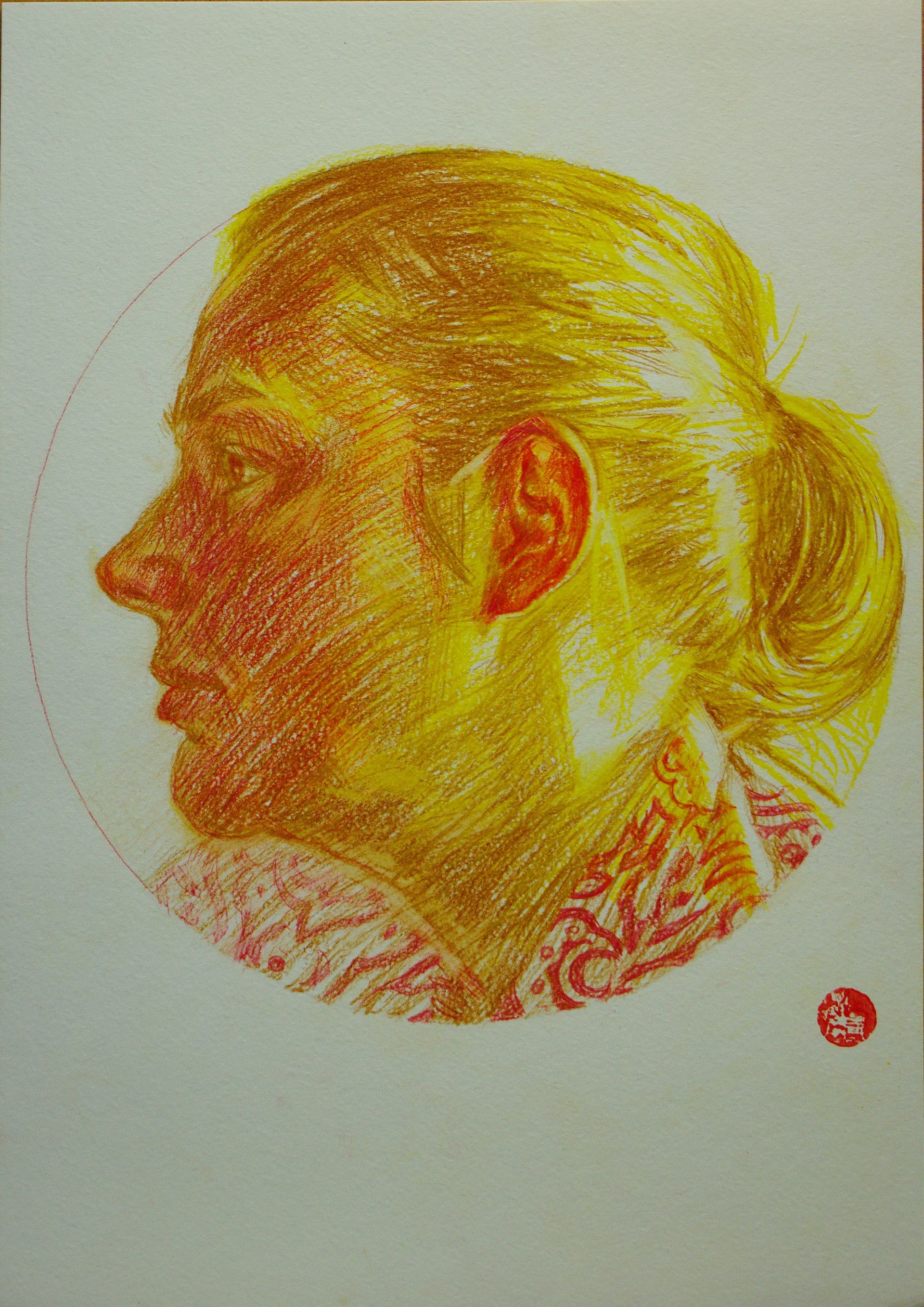 Алан Хатагты (Авторская графика - 
                  30 x 42 см) Аллегорическое тондо