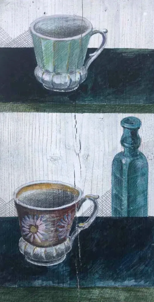 Сергей Андриевич (Картина, живопись - 
                  20.5 x 38 см) Две чашки
