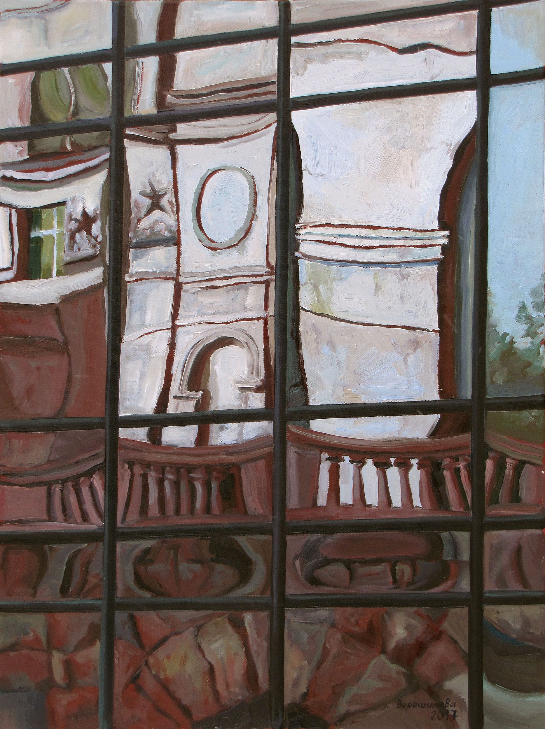Наталия Ворошилова (Картина, живопись - 
                  60 x 80 см) Отражение. Высотка на Баррикадной. 1