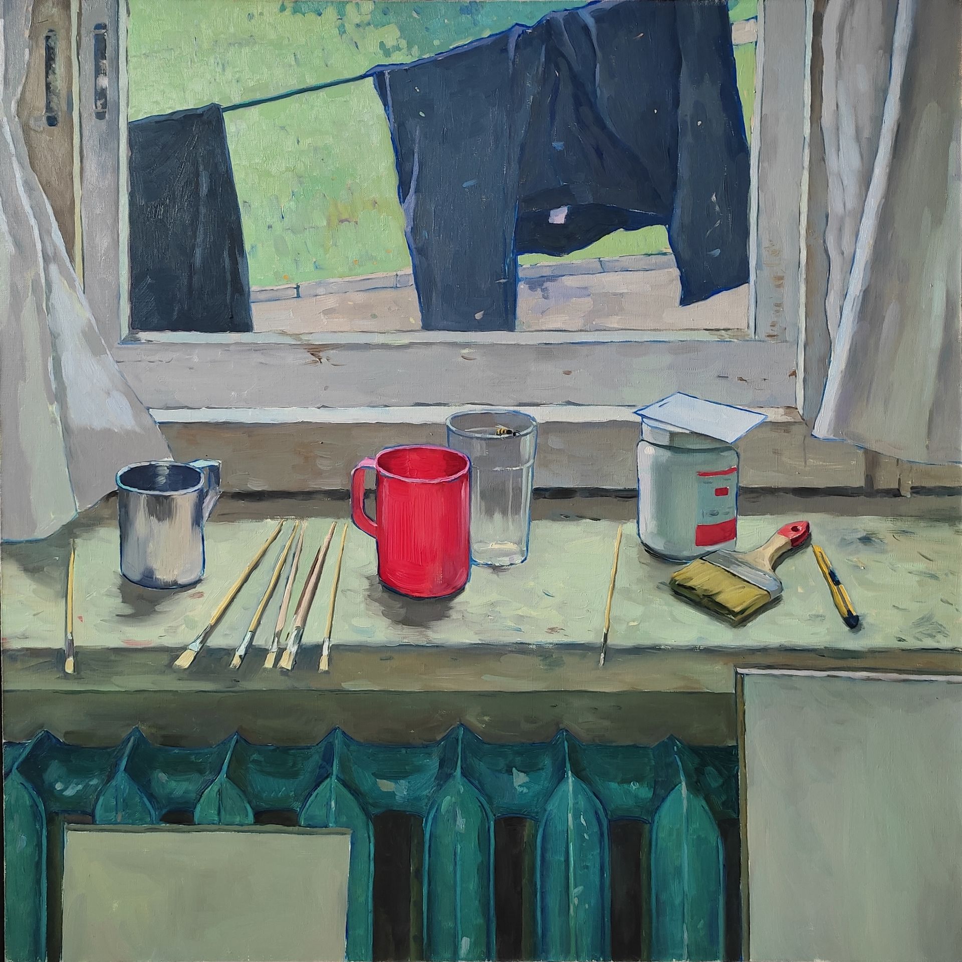 Илья Шанин (Картина, живопись - 
                  90 x 90 см) В мастерской