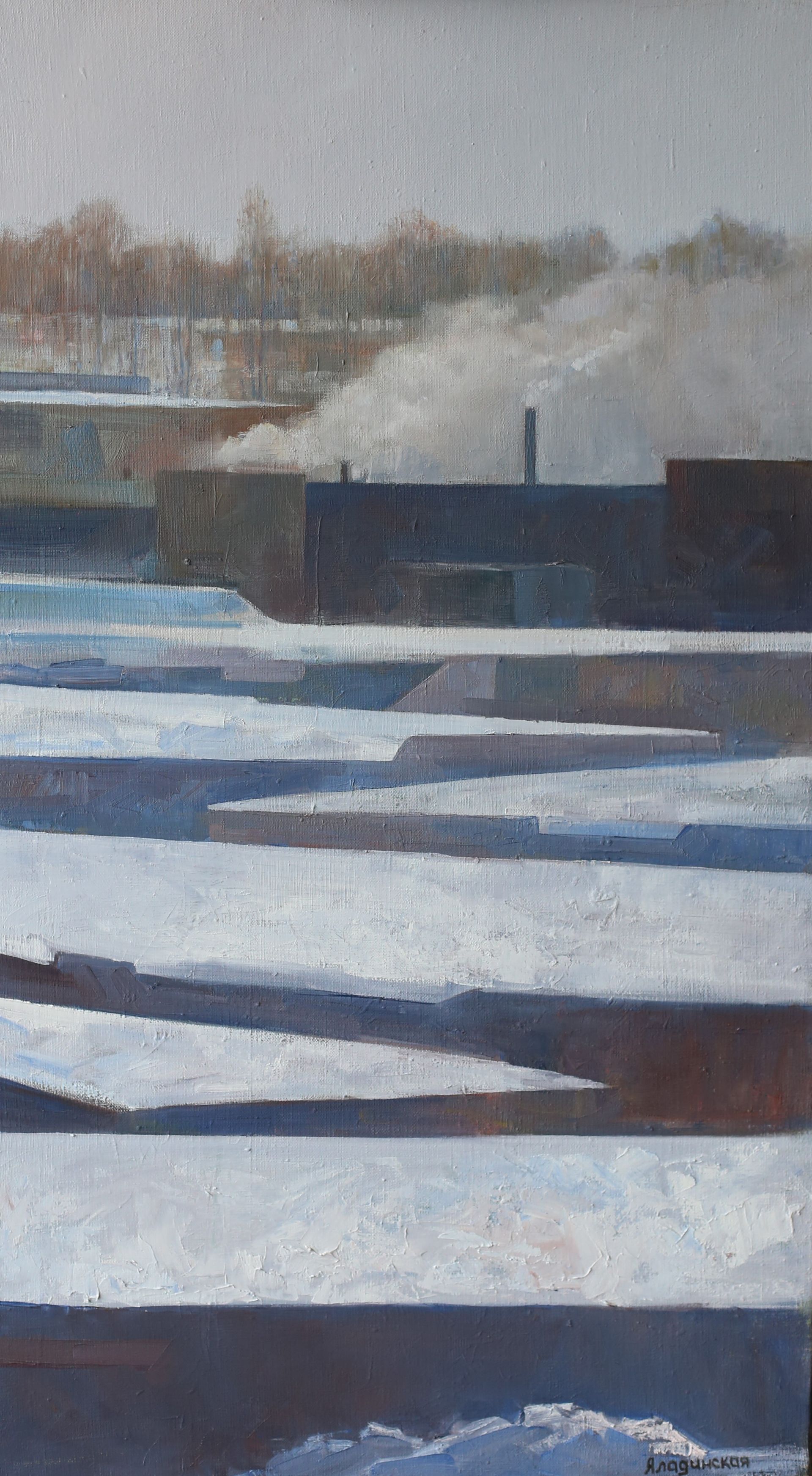 Елена Аладинская (Картина, живопись - 
                  45 x 80 см) Сон гаражей