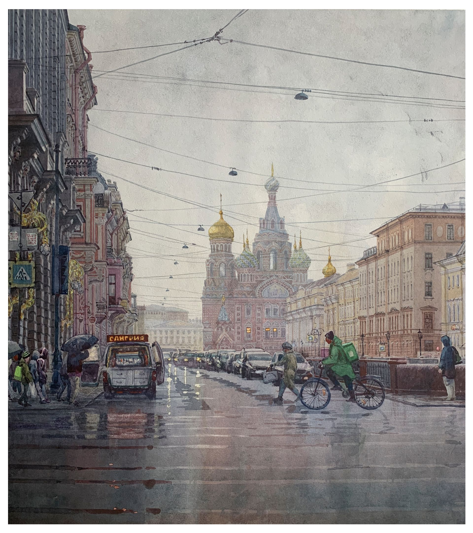 Константин Амелин (Авторская графика - 
                  54 x 61 см) Храм Спаса на Крови