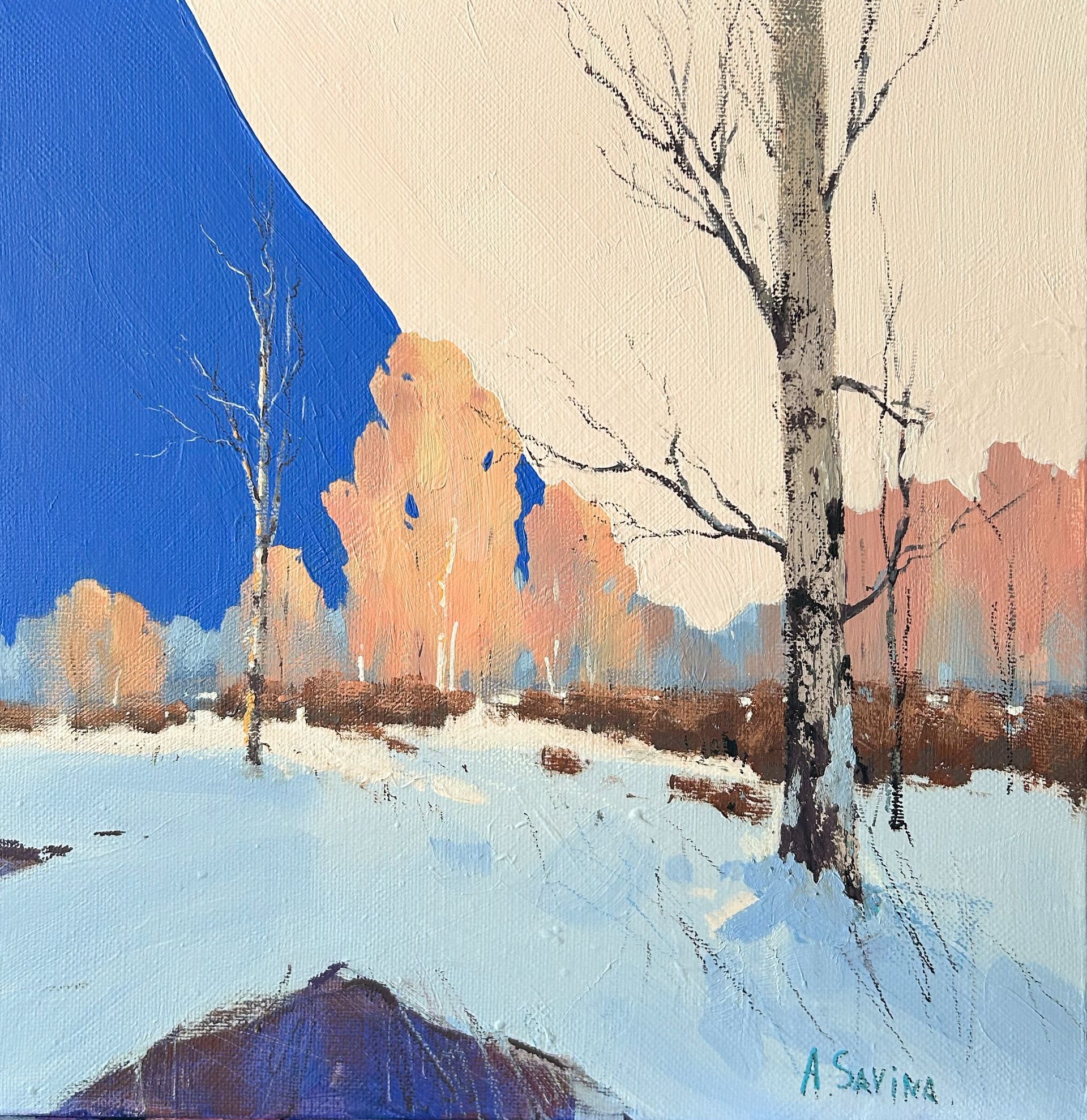Александра Савина (Картина, живопись - 
                  40 x 40 см) Зима в январе