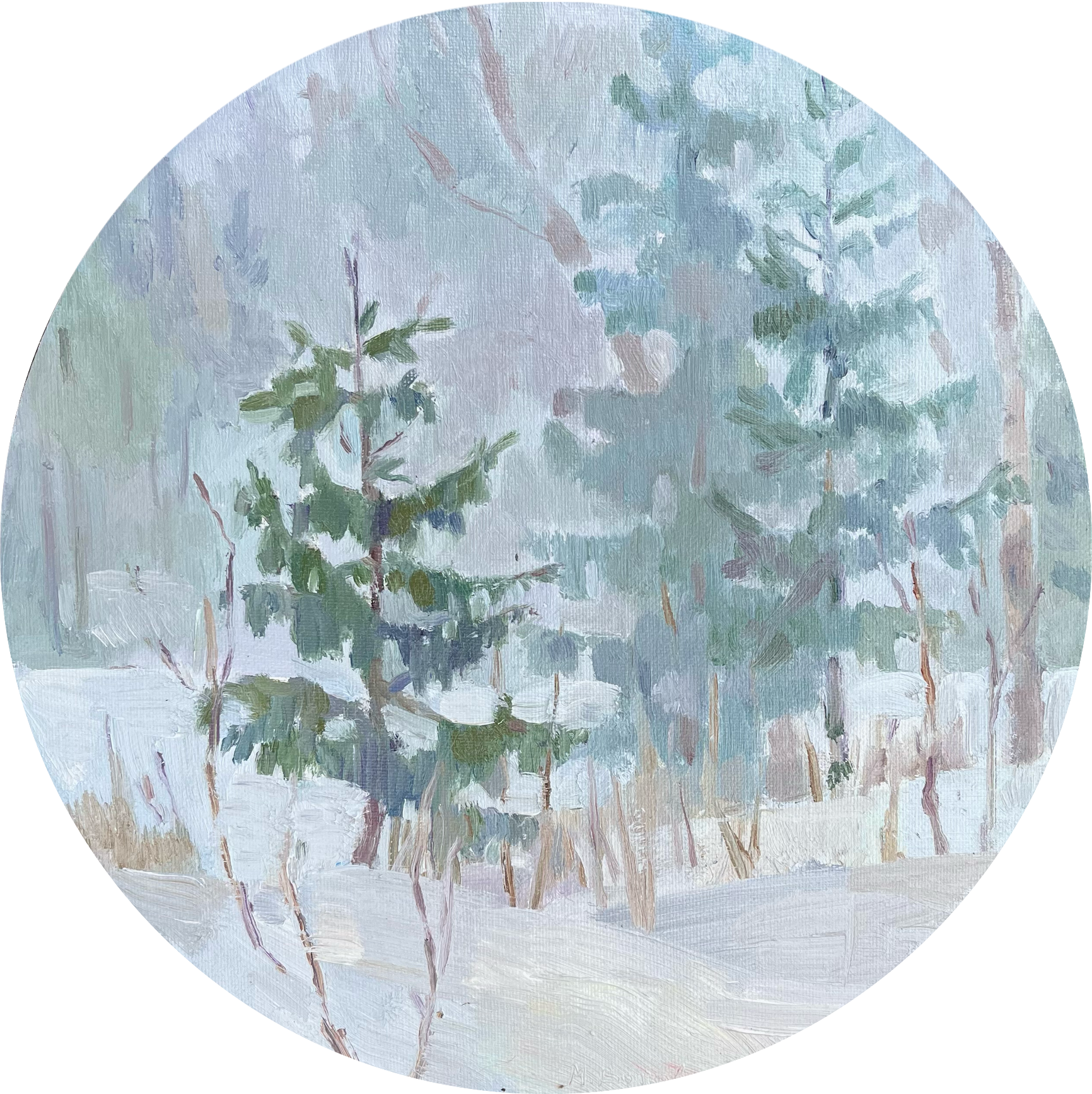 Мария Волкова (Картина, живопись - 
                  25 x 25 см) Снежный март