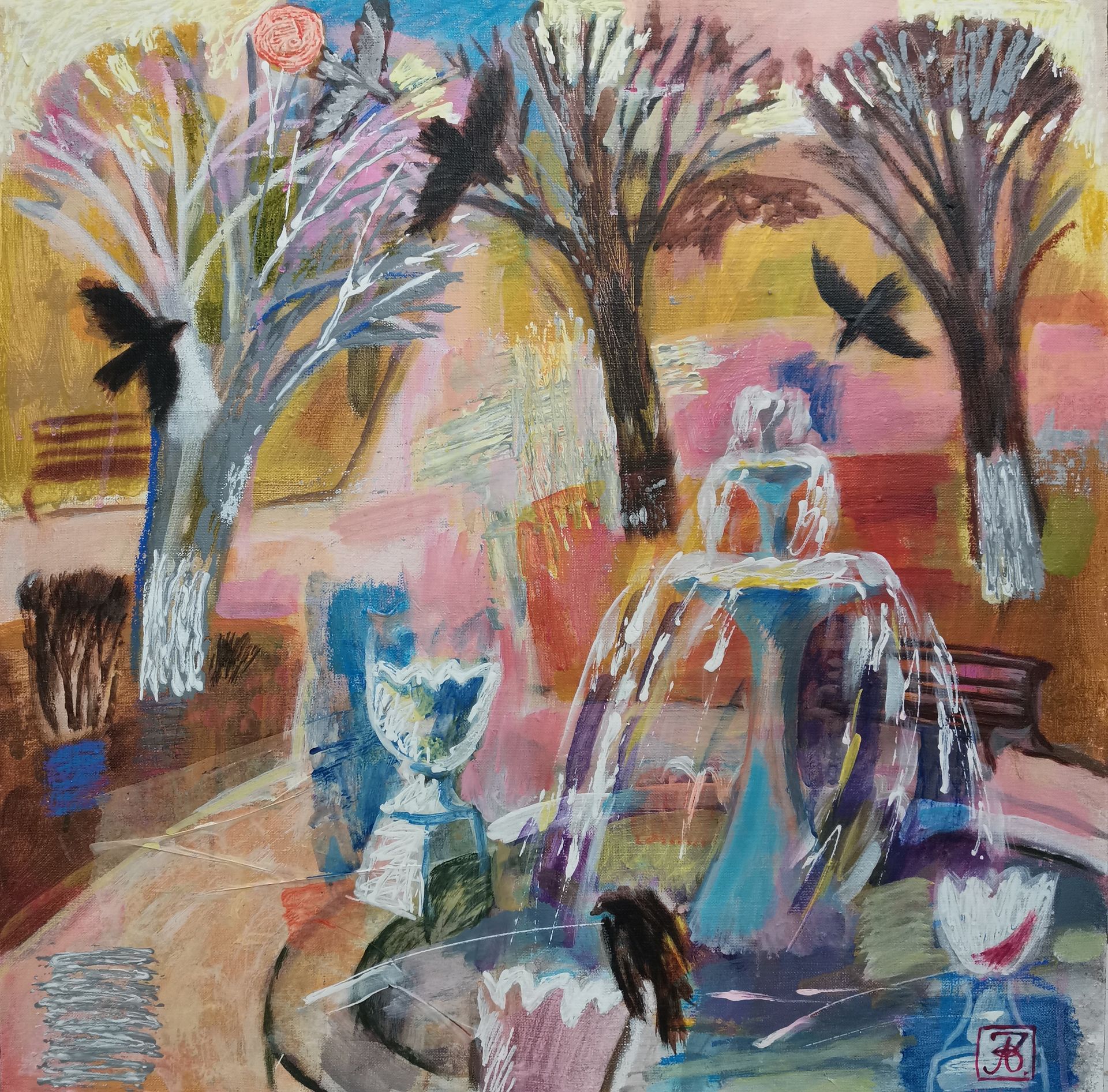 Зарина Абисалова (Картина, живопись - 
                  60 x 60 см) Старый сад