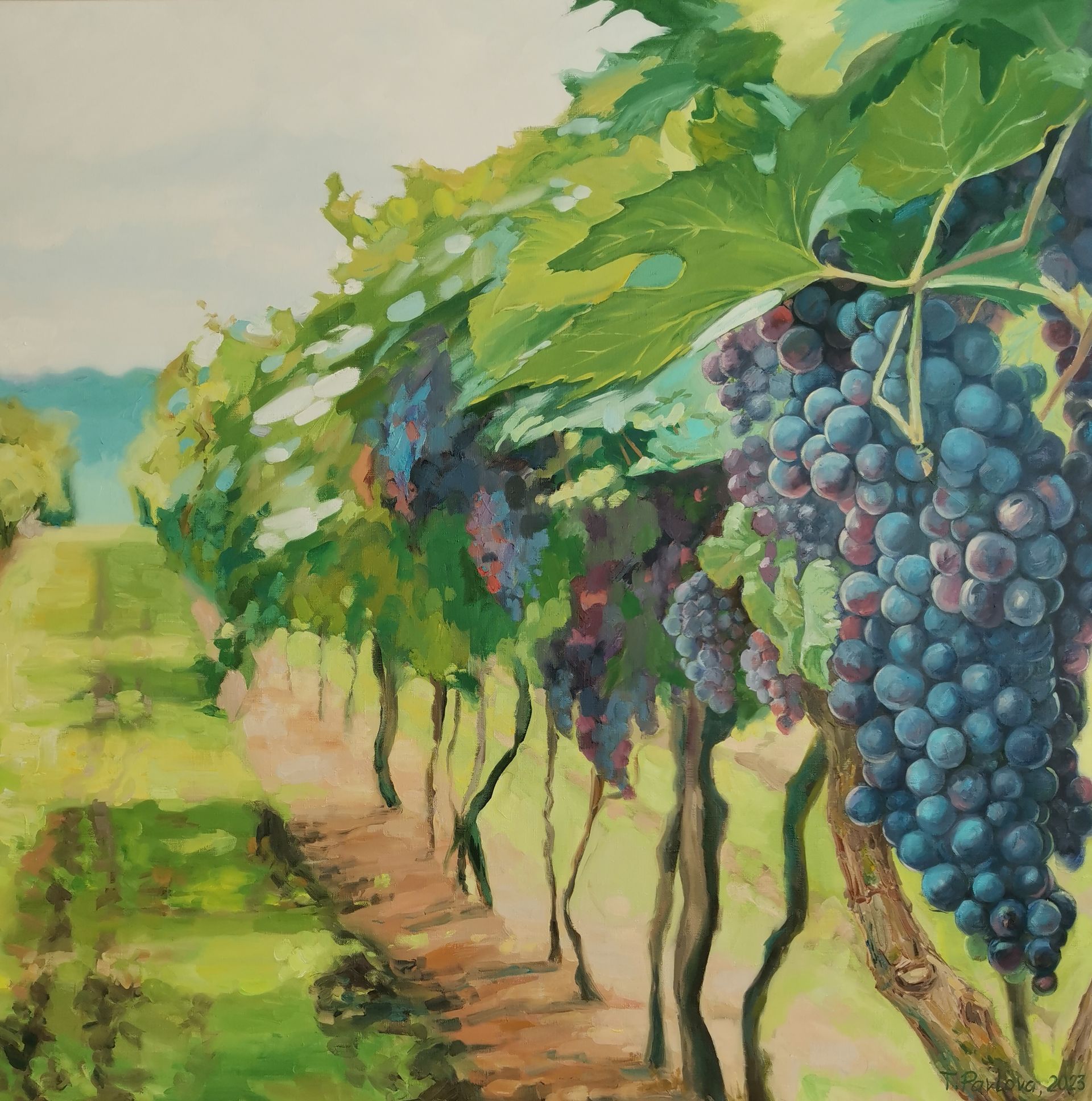 Татьяна Павлова (Картина, живопись - 
                  100 x 100 см) Виноградное изобилие