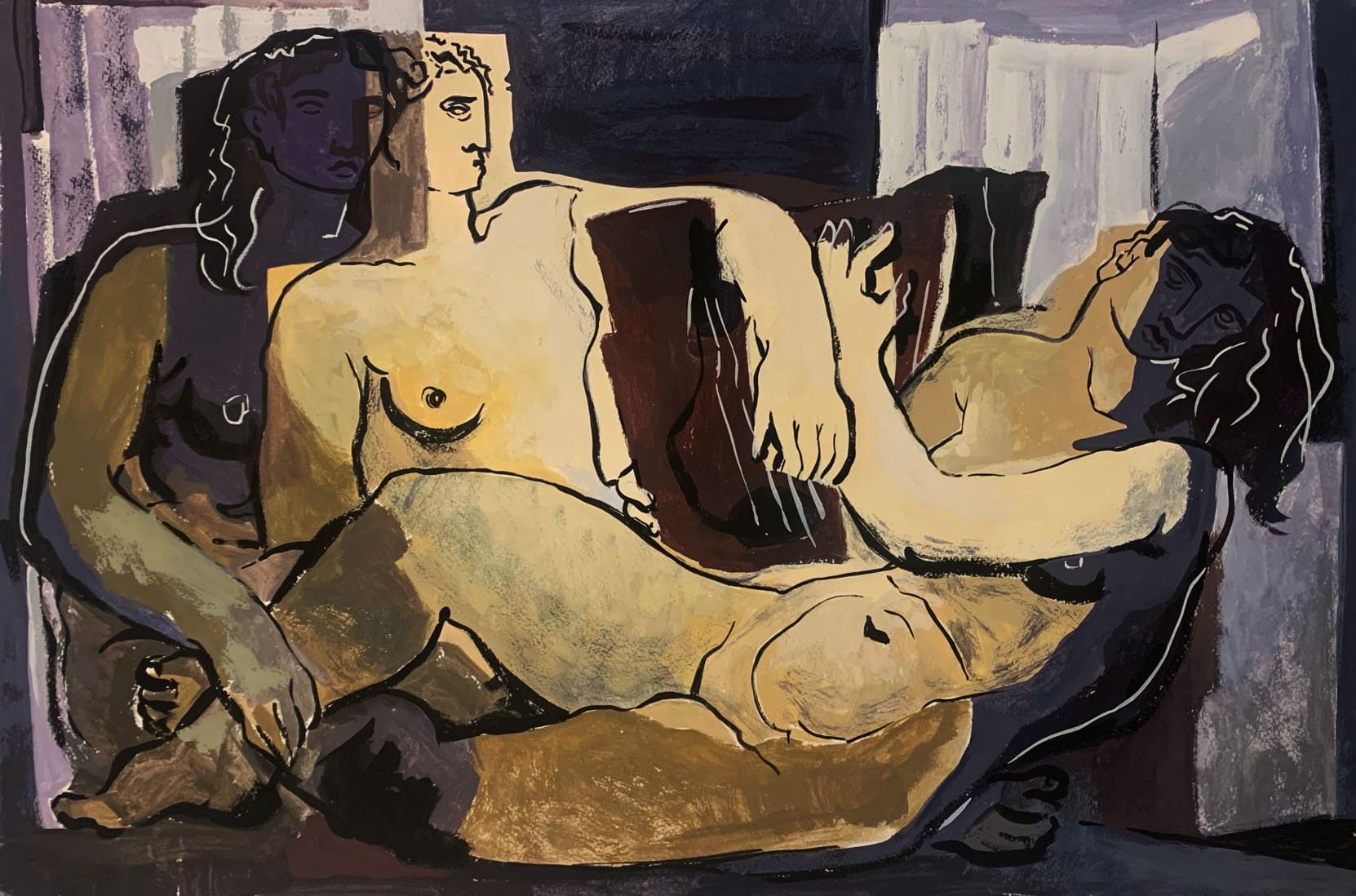 Витана Маковская (Авторская графика - 
                  61 x 40 см) Трое