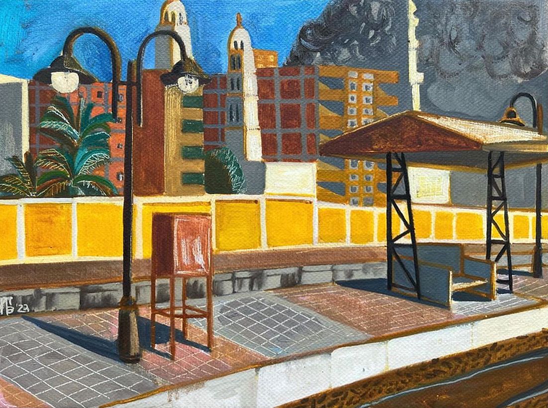 Мила Гаврилова (Картина, живопись - 
                  40 x 30 см) Ж/д станция Ком-Омбо
