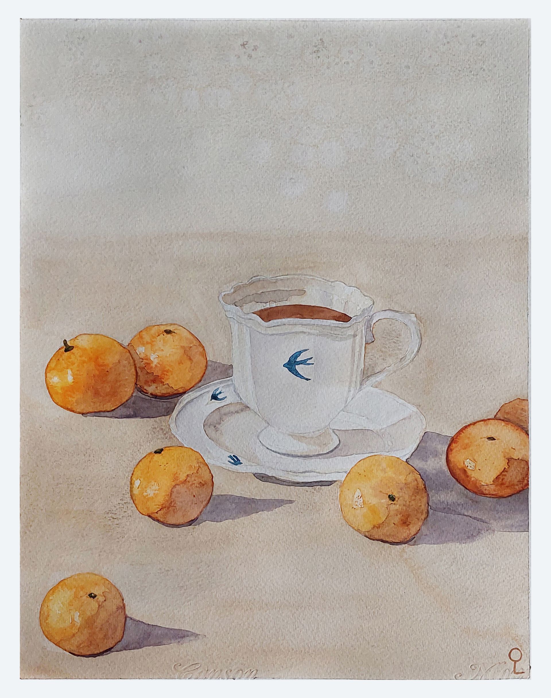 Оливия Лем (Авторская графика - 
                  30 x 38 см) Кружка с мандаринами