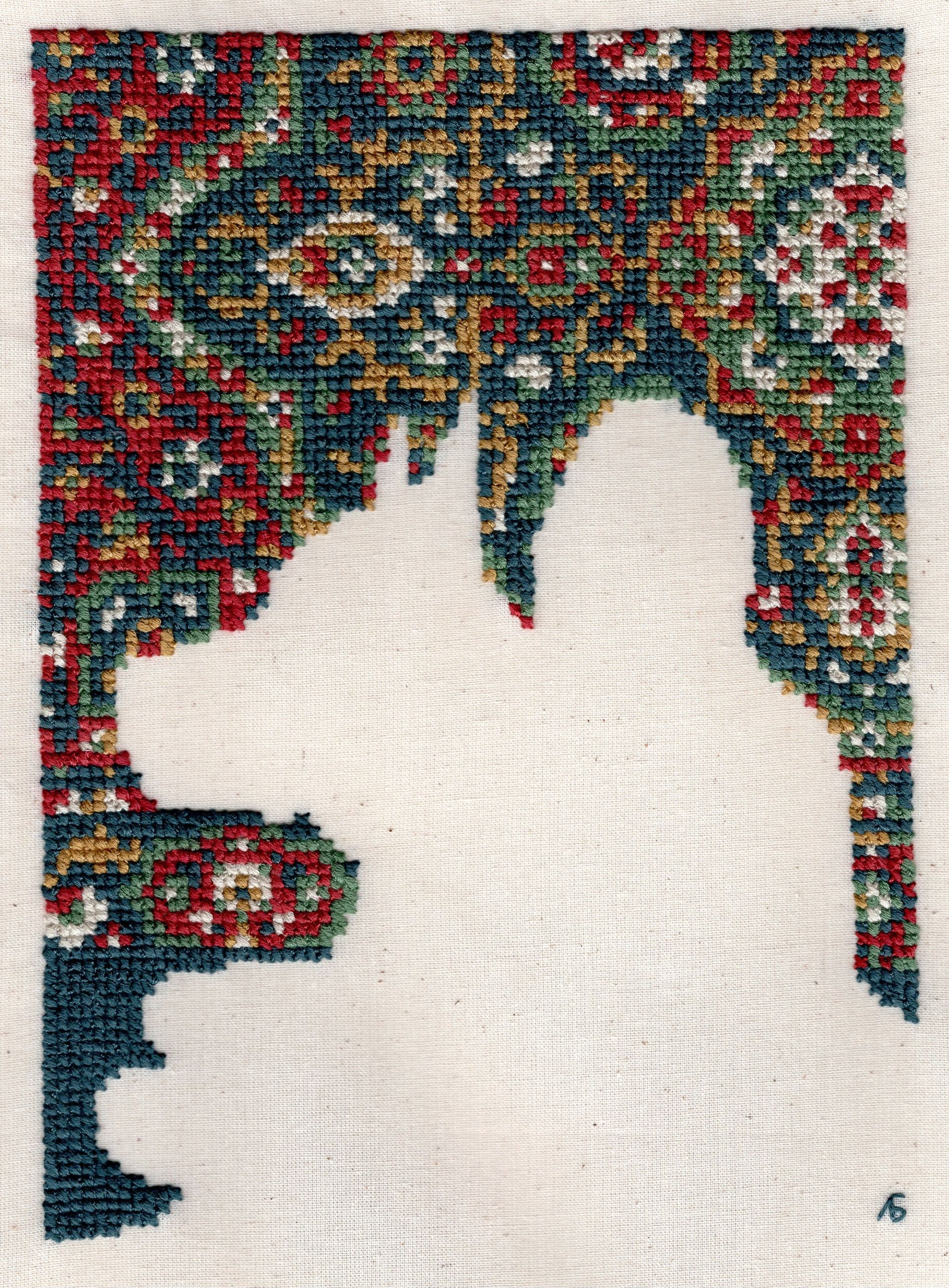 Елена Быстрай (Вышивка - 
                  18 x 25 см) Ковер, нечаянный свидетель праздничных семейных вечеров. N11