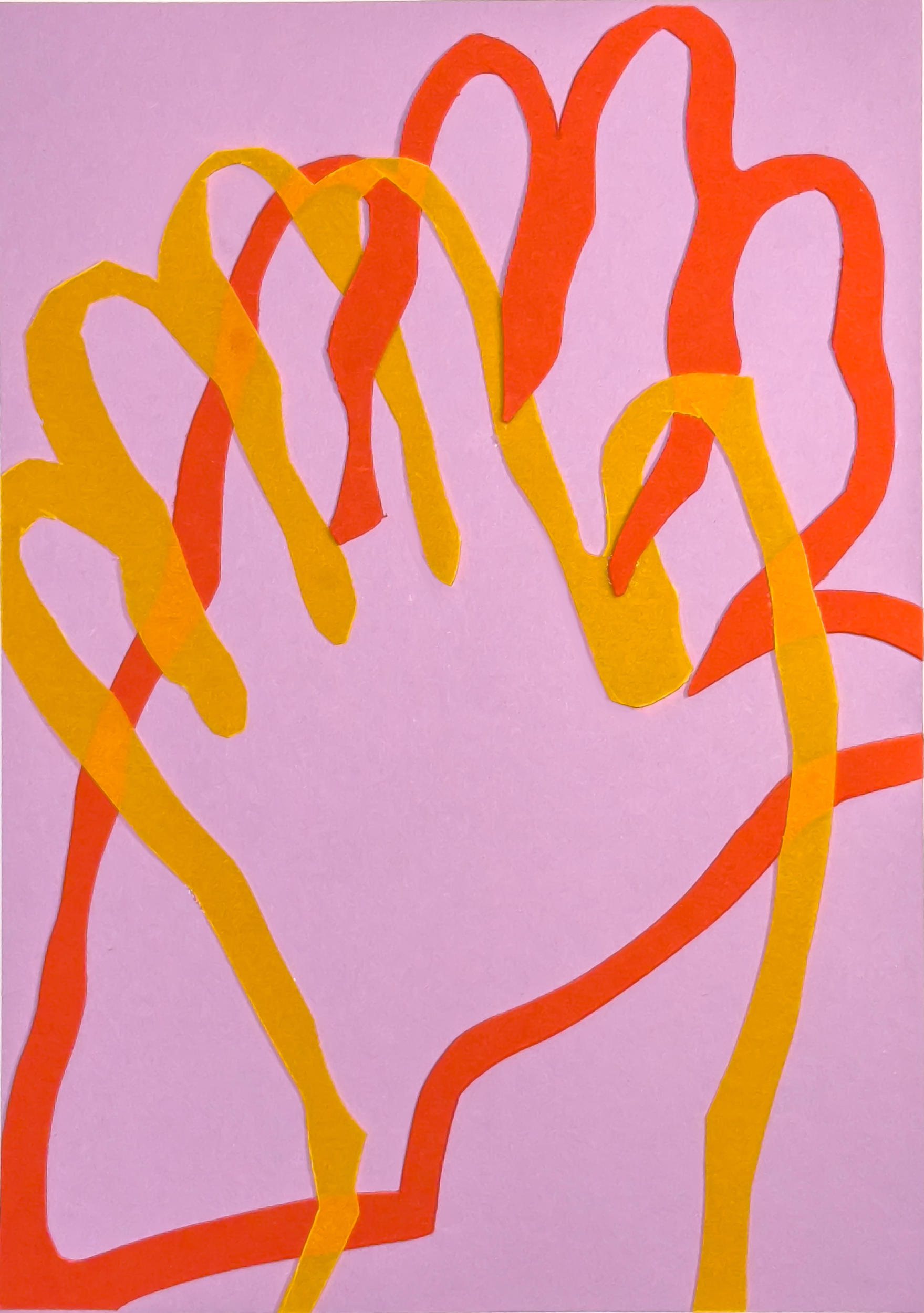 Екатерина Богданкова (Коллаж / ассамбляж - 
                  30 x 40 см) Вдвоём. Сиреневый, красный, оранжевый
