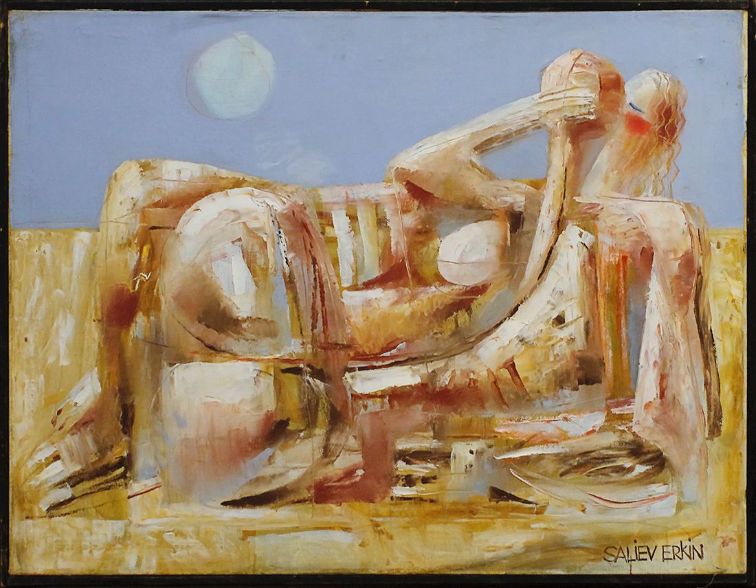 Эркин Салиев (Картина, живопись - 
                  80 x 60 см) Встреча на песке