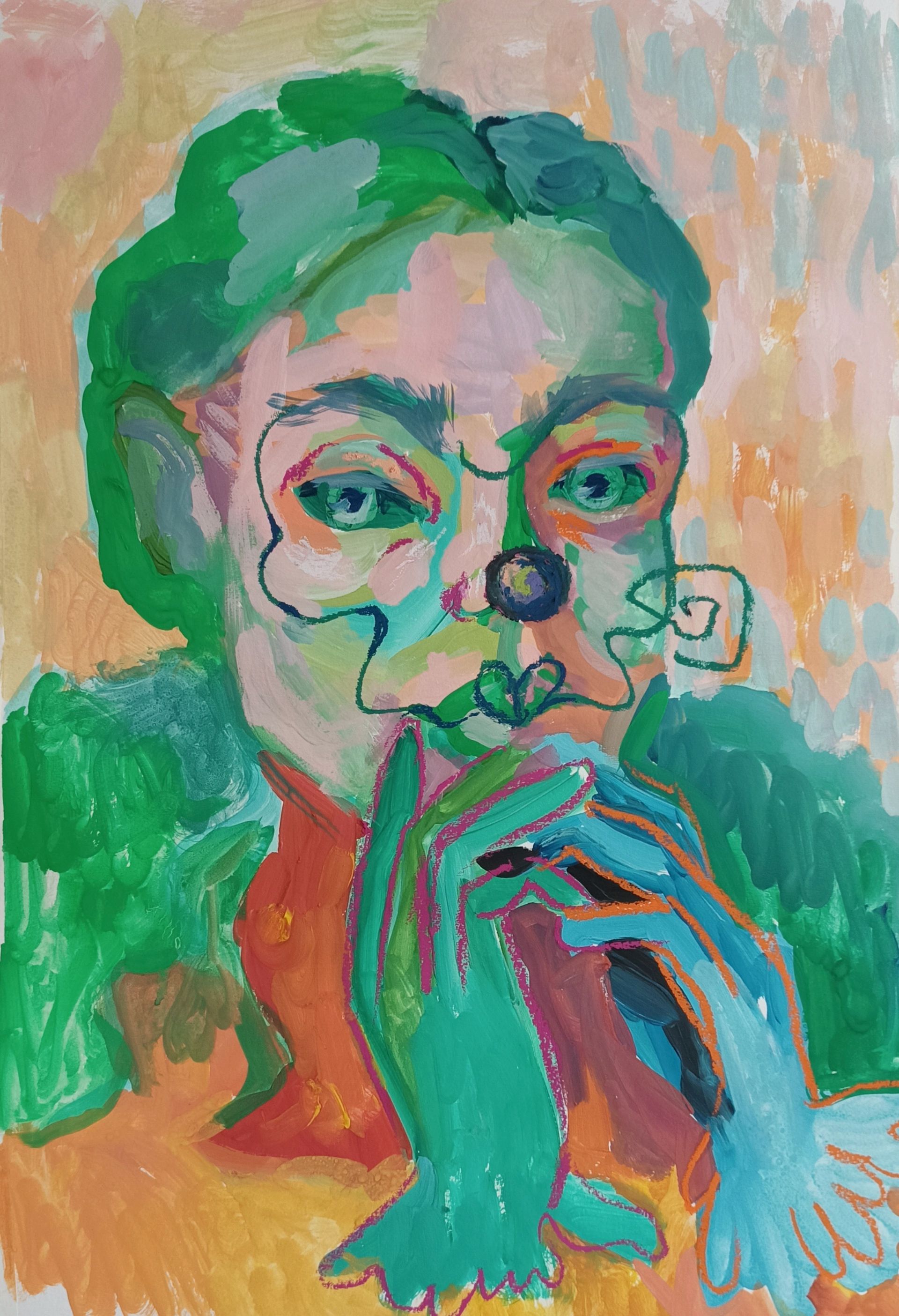 Анастасия Акулова (Авторская графика - 
                  42 x 60 см) Девочка в перчатках