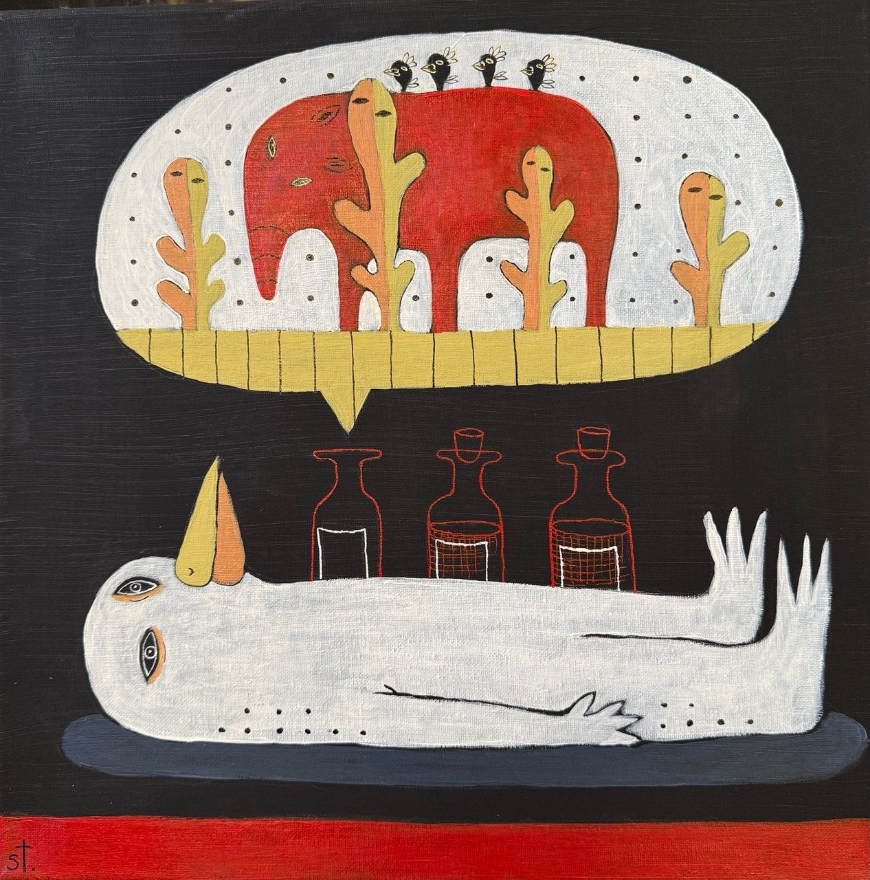 Марина Стараканами (Картина, живопись - 
                  40 x 40 см) Думы о величии