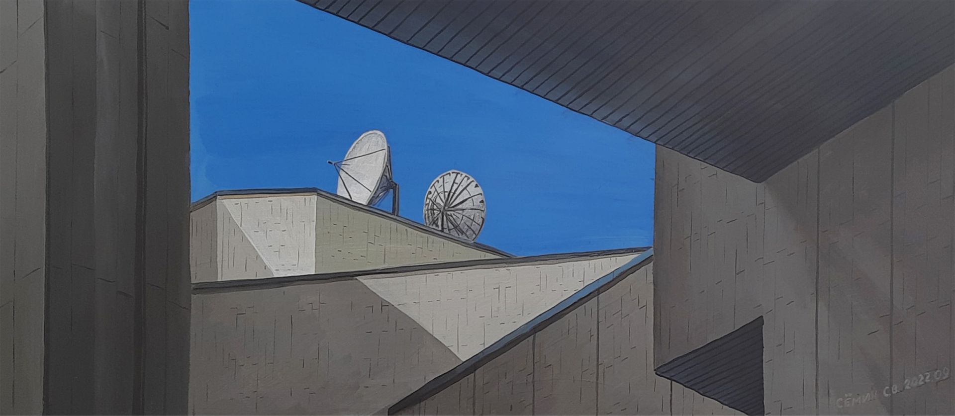 Семён Сомин (Картина, живопись - 
                  140 x 60 см) Антенны