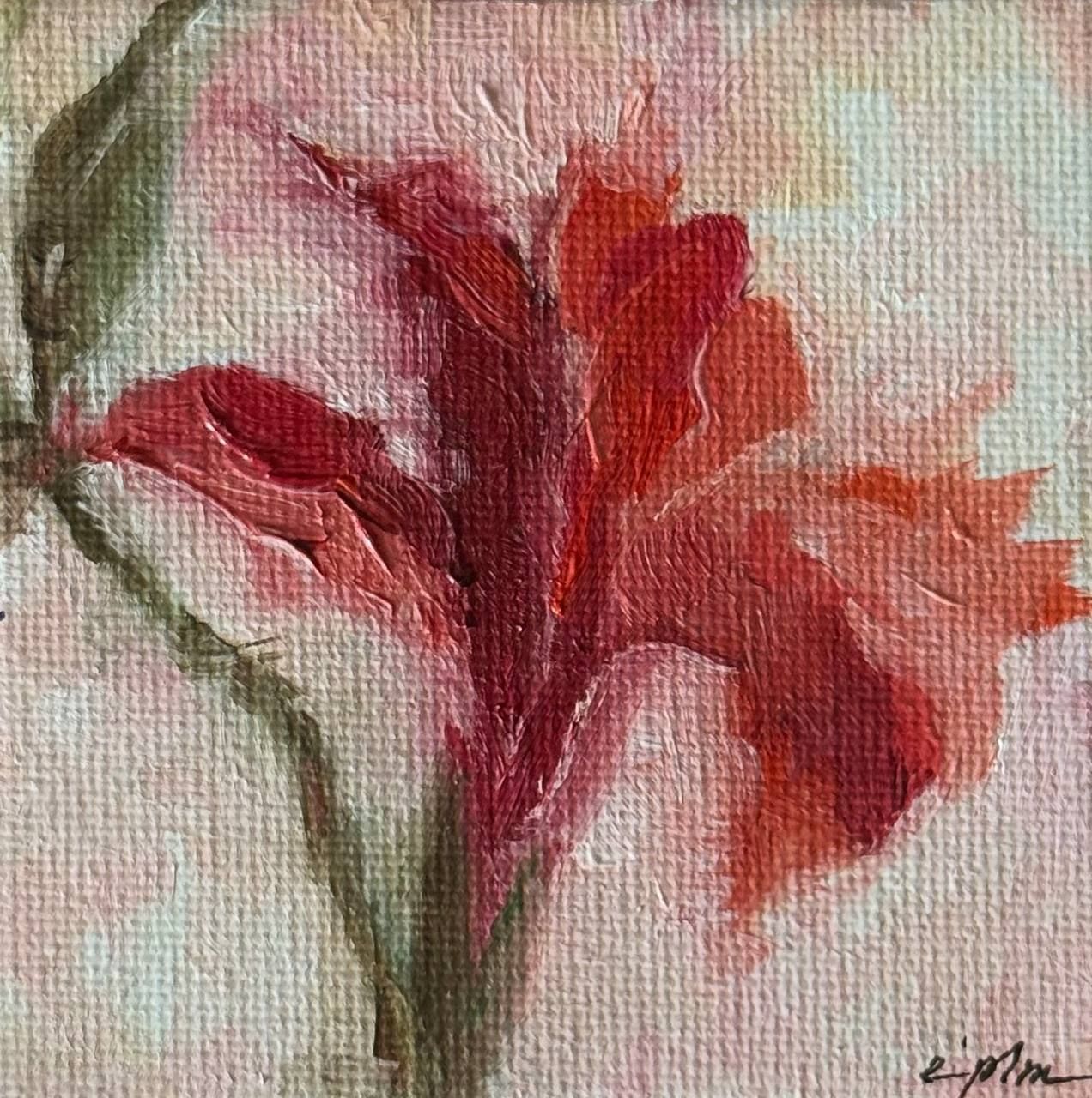 Виктория Зарецкая (embrassé par la muse) (Картина, живопись - 
                  7.5 x 7.5 см) Lys sauvage