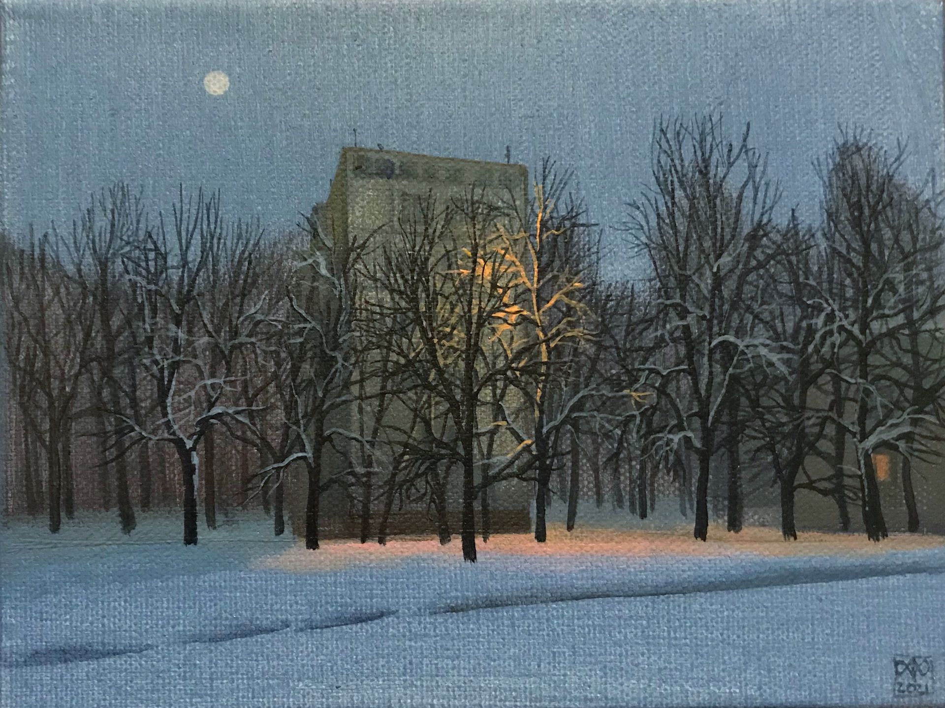 Александра Курьянова (Картина, живопись - 
                  20 x 15 см) Сумерки. Декабрь