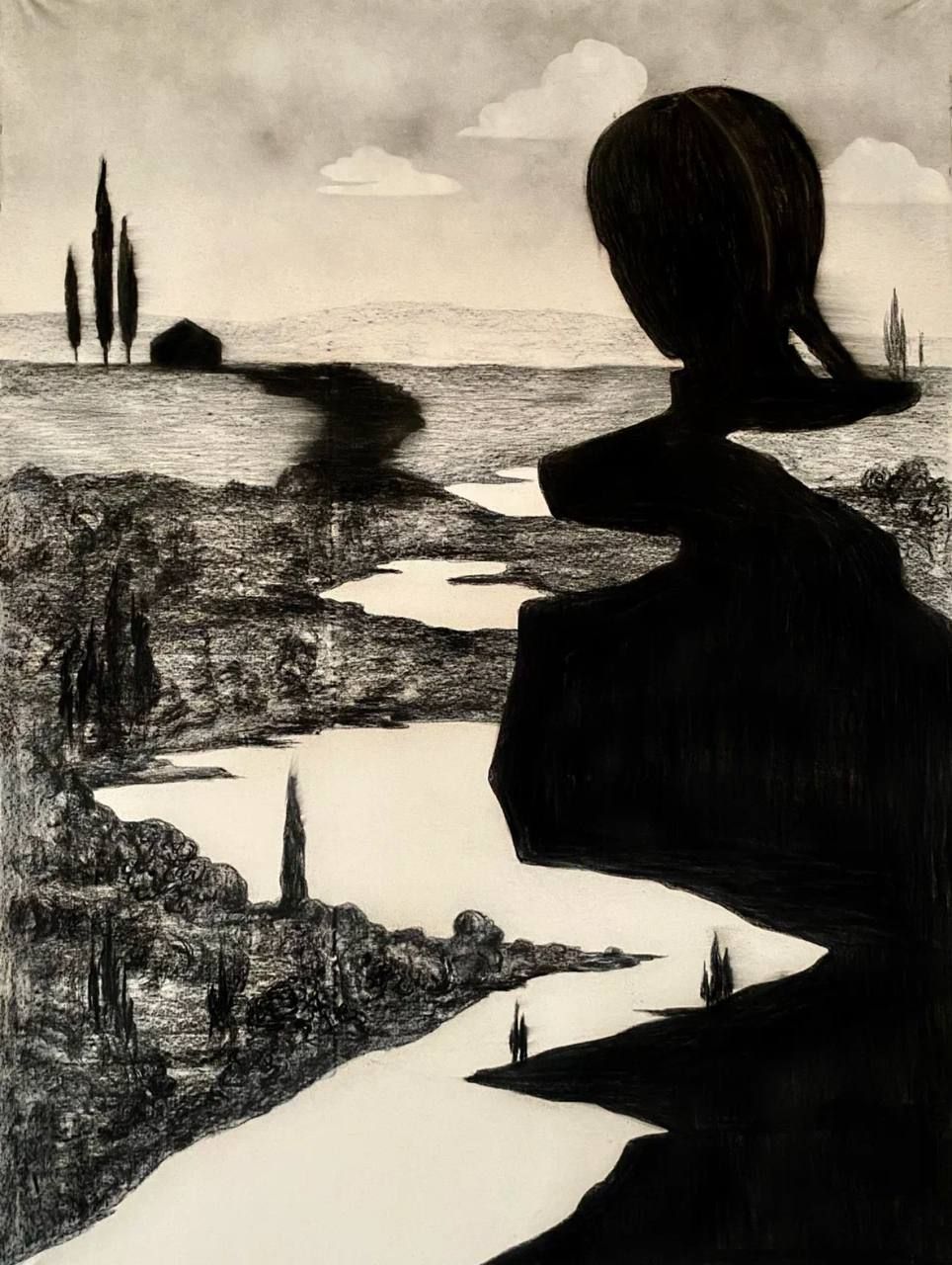 Катя Никитина (Авторская графика - 
                  120 x 163 см) Возвращение