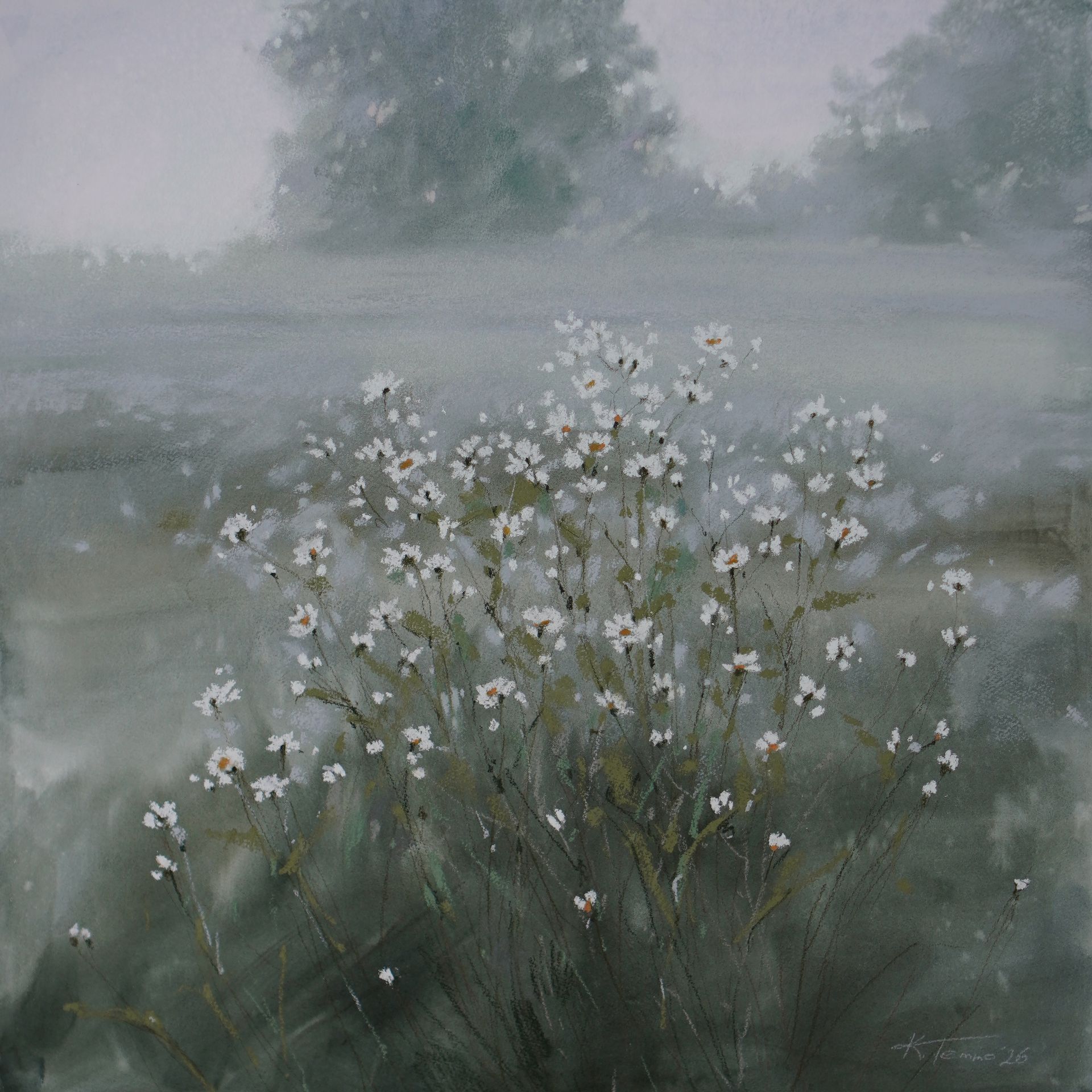 Катя Тетто (Авторская графика - 
                  60 x 60 см) Утренний туман