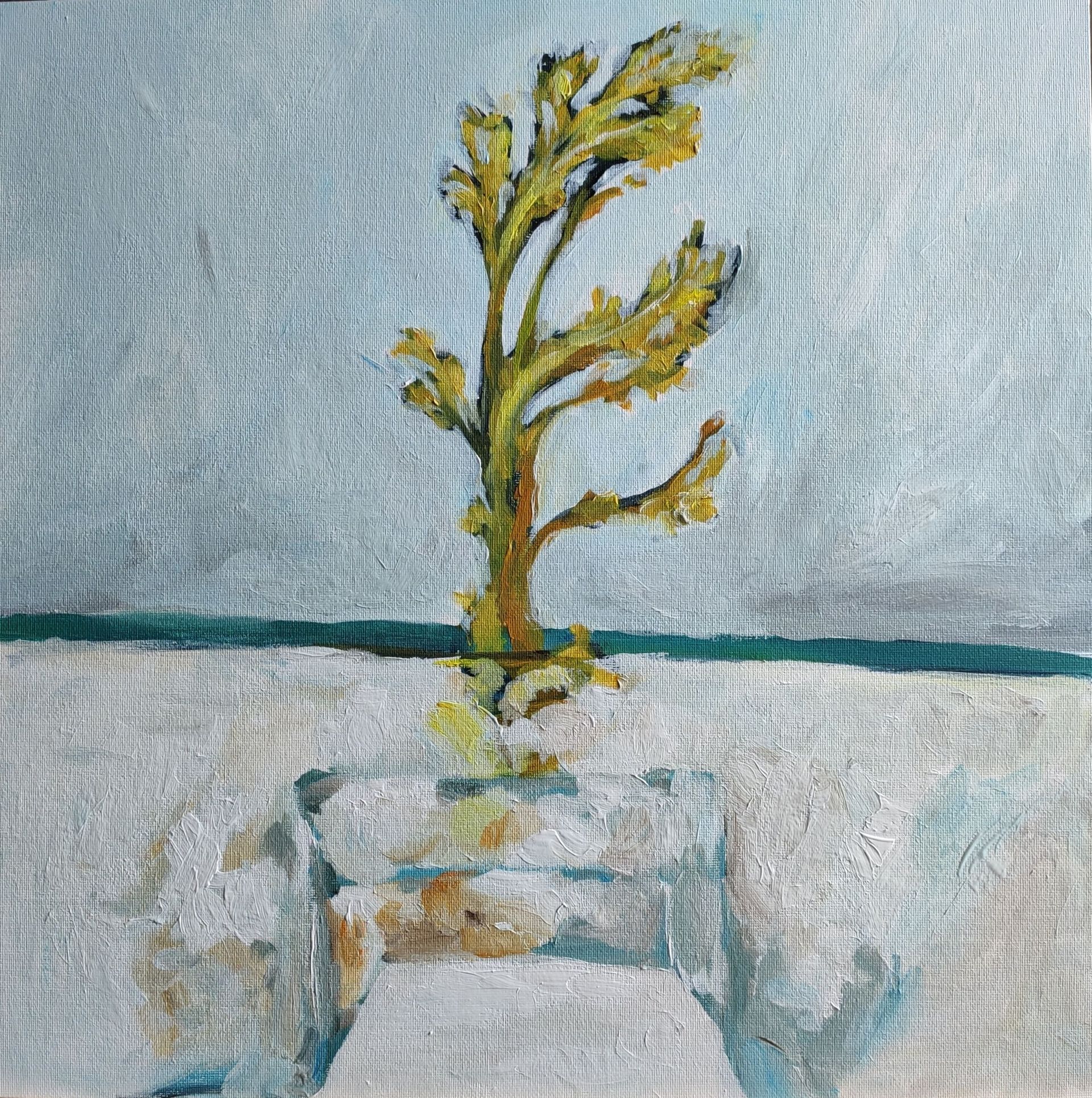 Женя Шарвина (Картина, живопись - 
                  40 x 40 см) Проросшая морковь в холодильнике №03