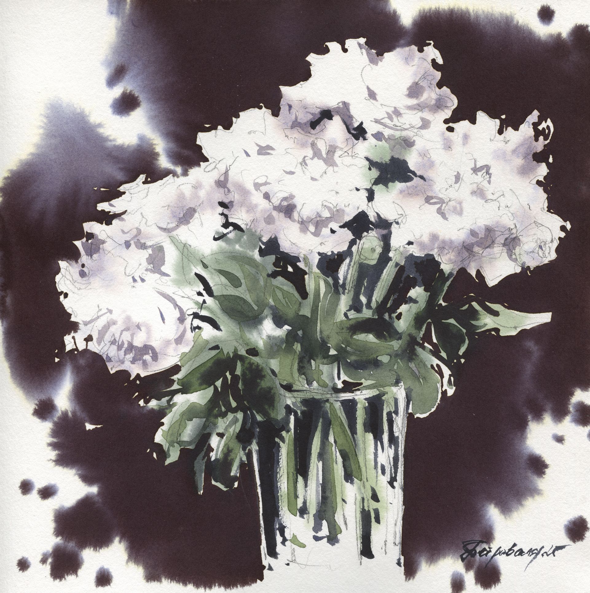 Ирина Петровская (Авторская графика - 
                  30 x 30 см) Пионы