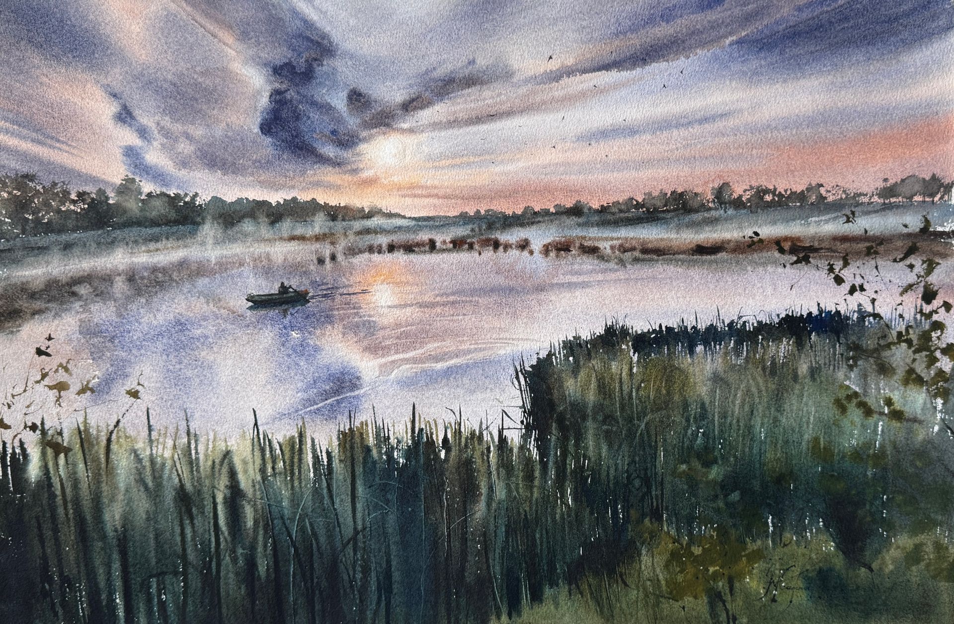 Жанна Губина (Авторская графика - 
                  55.5 x 37.5 см) В объятиях утра
