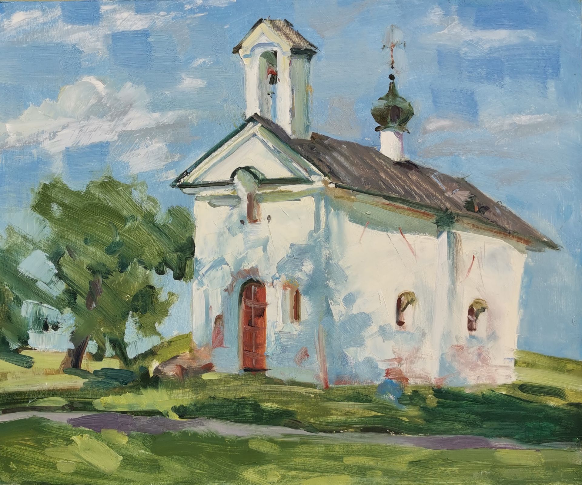 Регина Буглеева (Авторская графика - 
                  36 x 30 см) Небольшая церковь