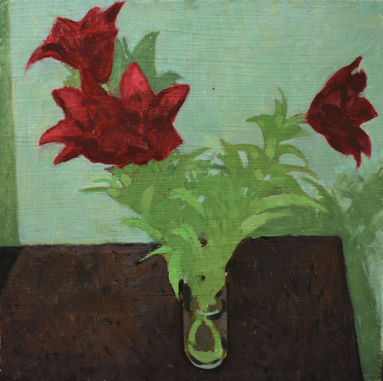 Настя Литецких (Картина, живопись - 
                  45 x 45 см) Красные лилии