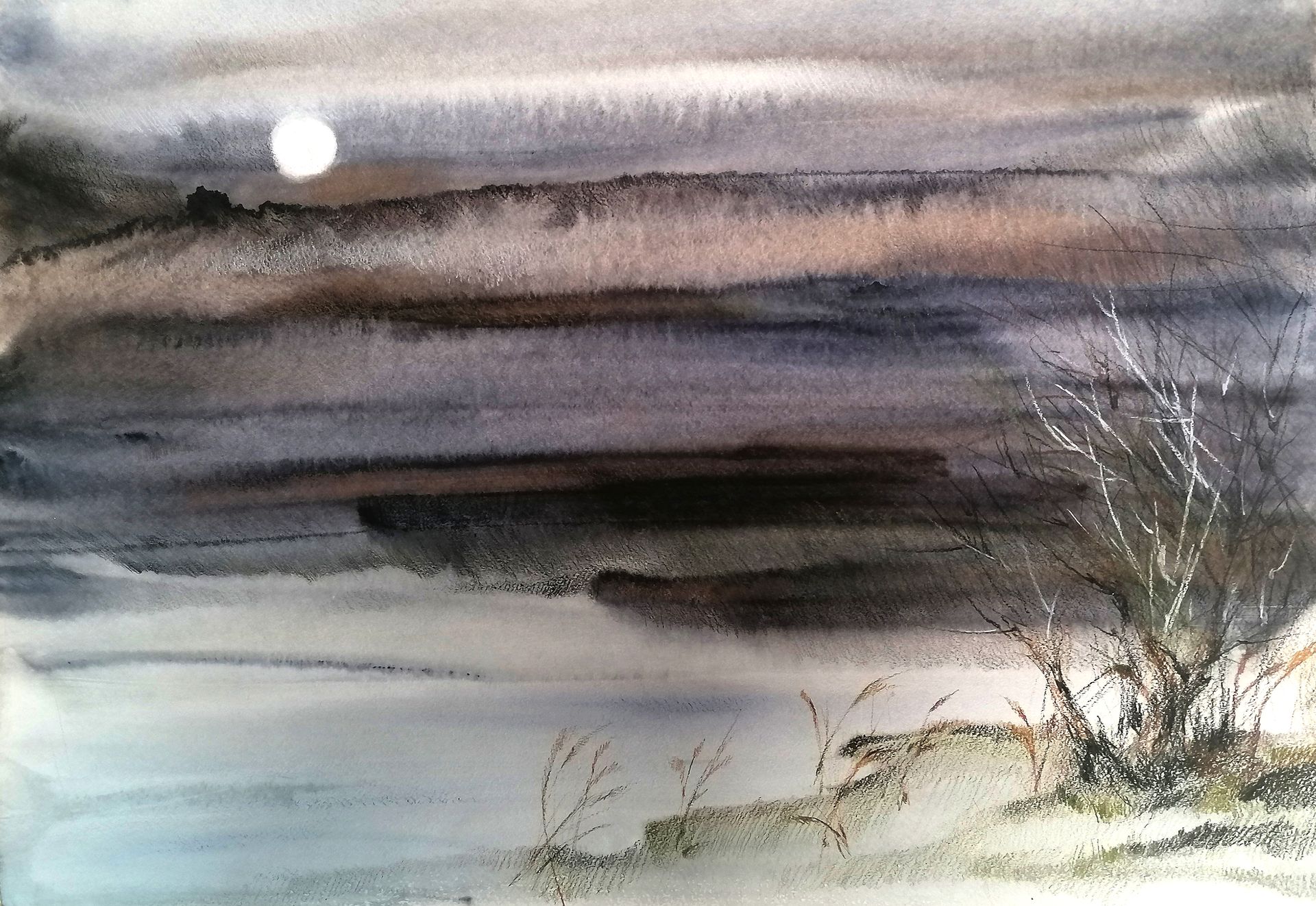 Юлия Куртова (Авторская графика - 
                  59 x 41 см) Полная луна