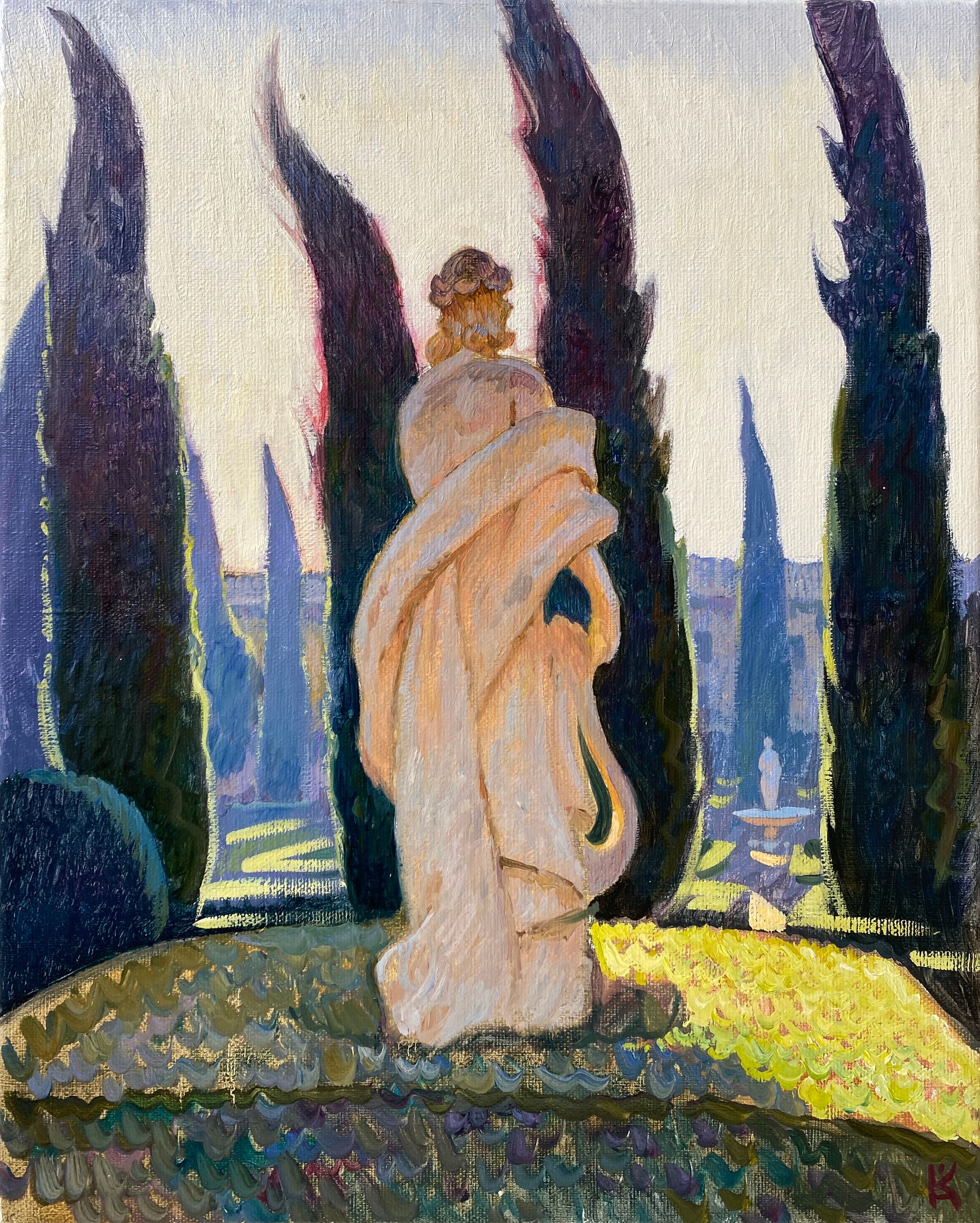 Алексей Кротов (Картина, живопись - 
                  33 x 41 см) Кипарисы на ветру