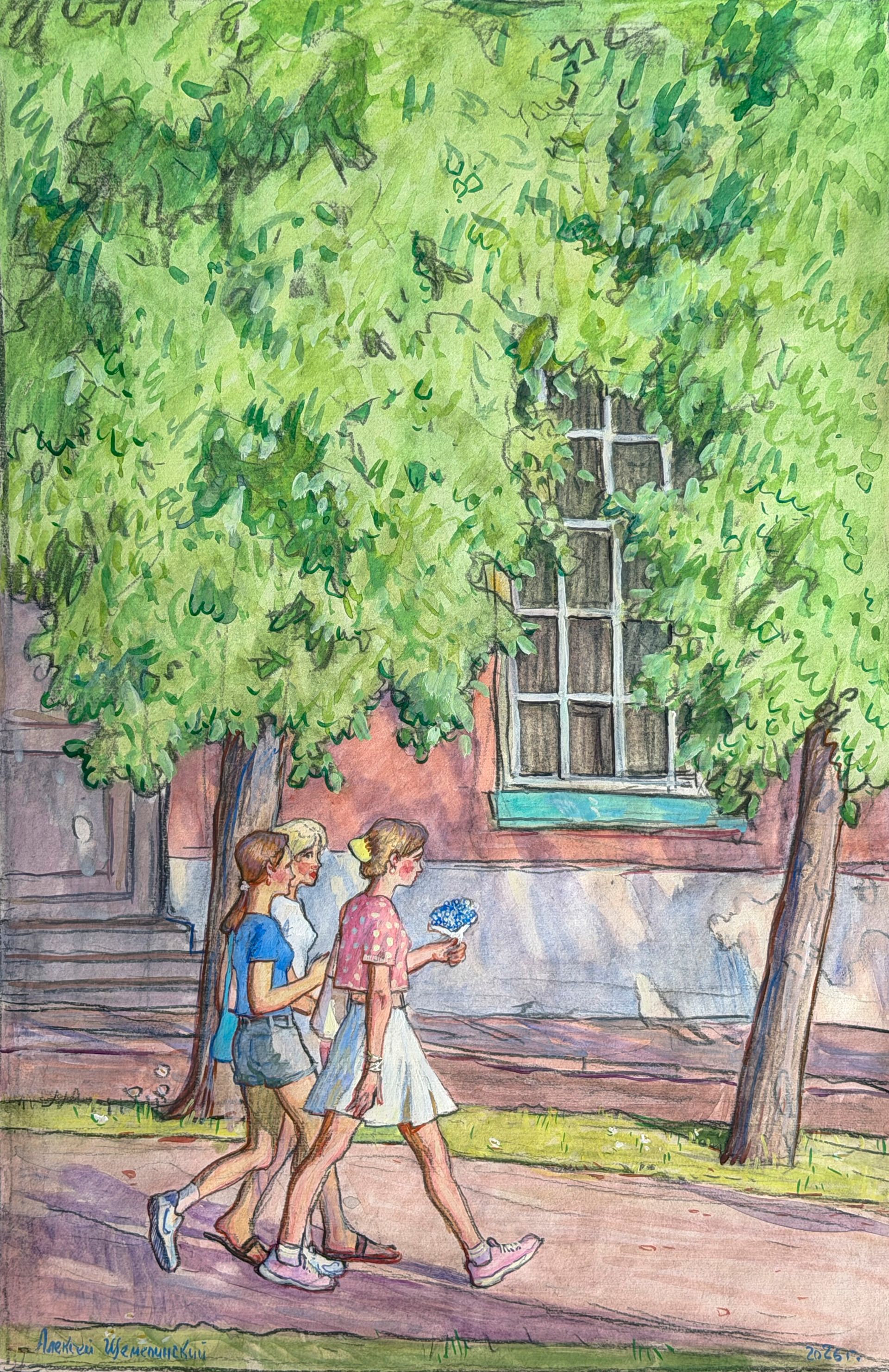 Алексей Щемелинский (Авторская графика - 
                  32 x 50 см) Незабудки