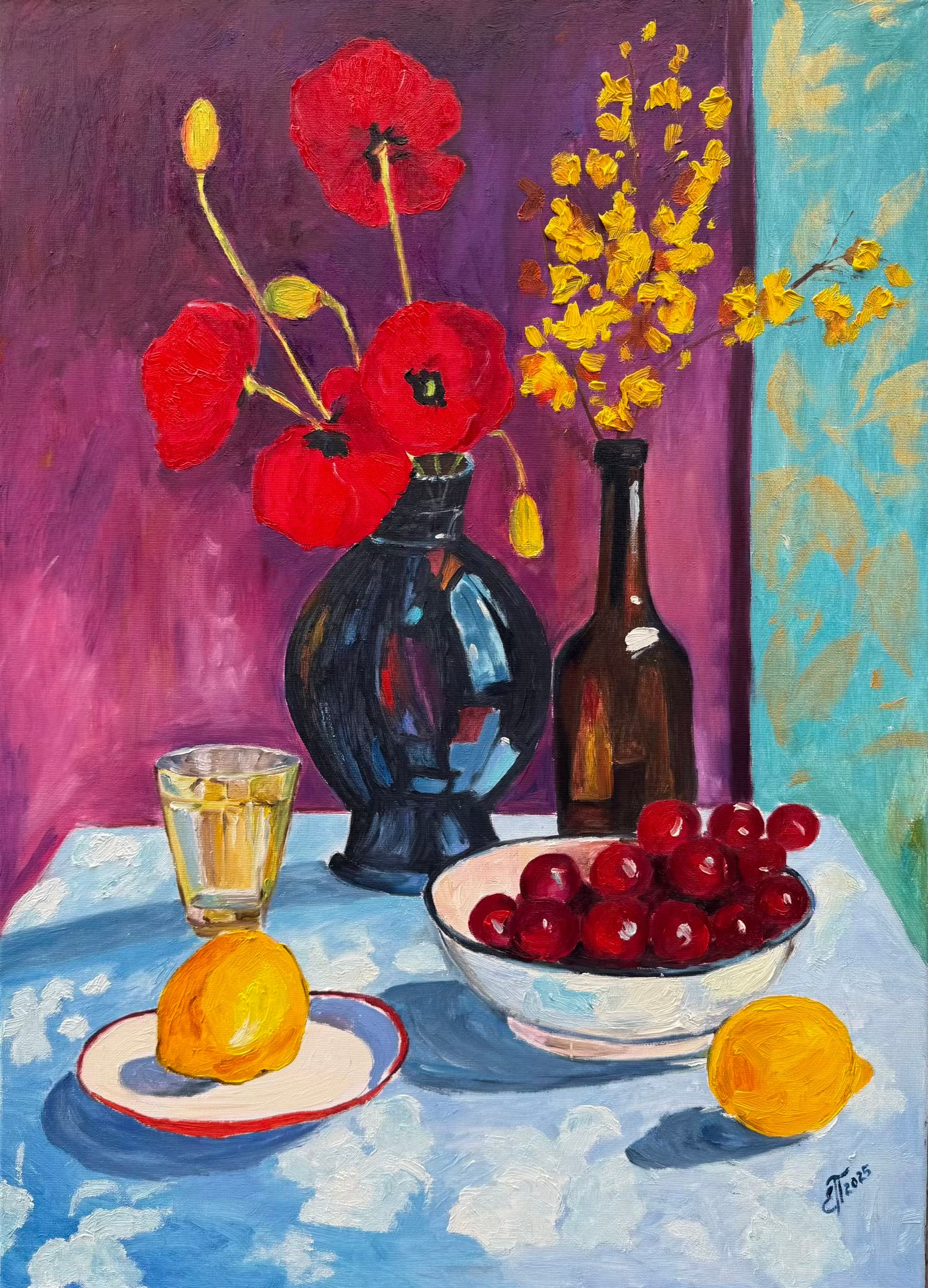Елена Полищук (Картина, живопись - 
                  50 x 70 см) Натюрморт с маками