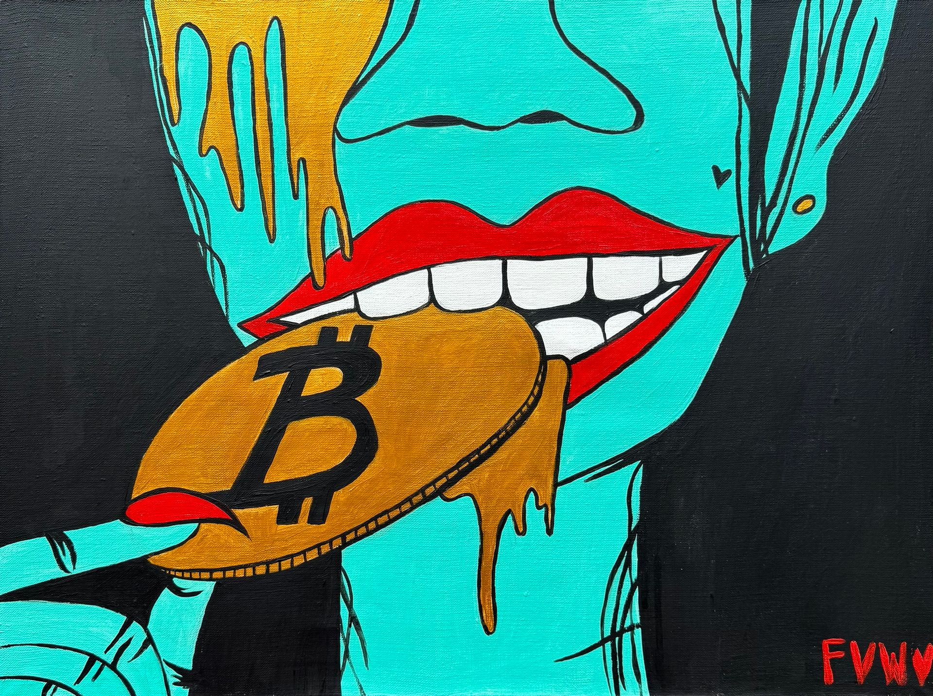 Виолетта Киселева (Картина, живопись - 
                  60 x 45 см) Девушка с биткойном