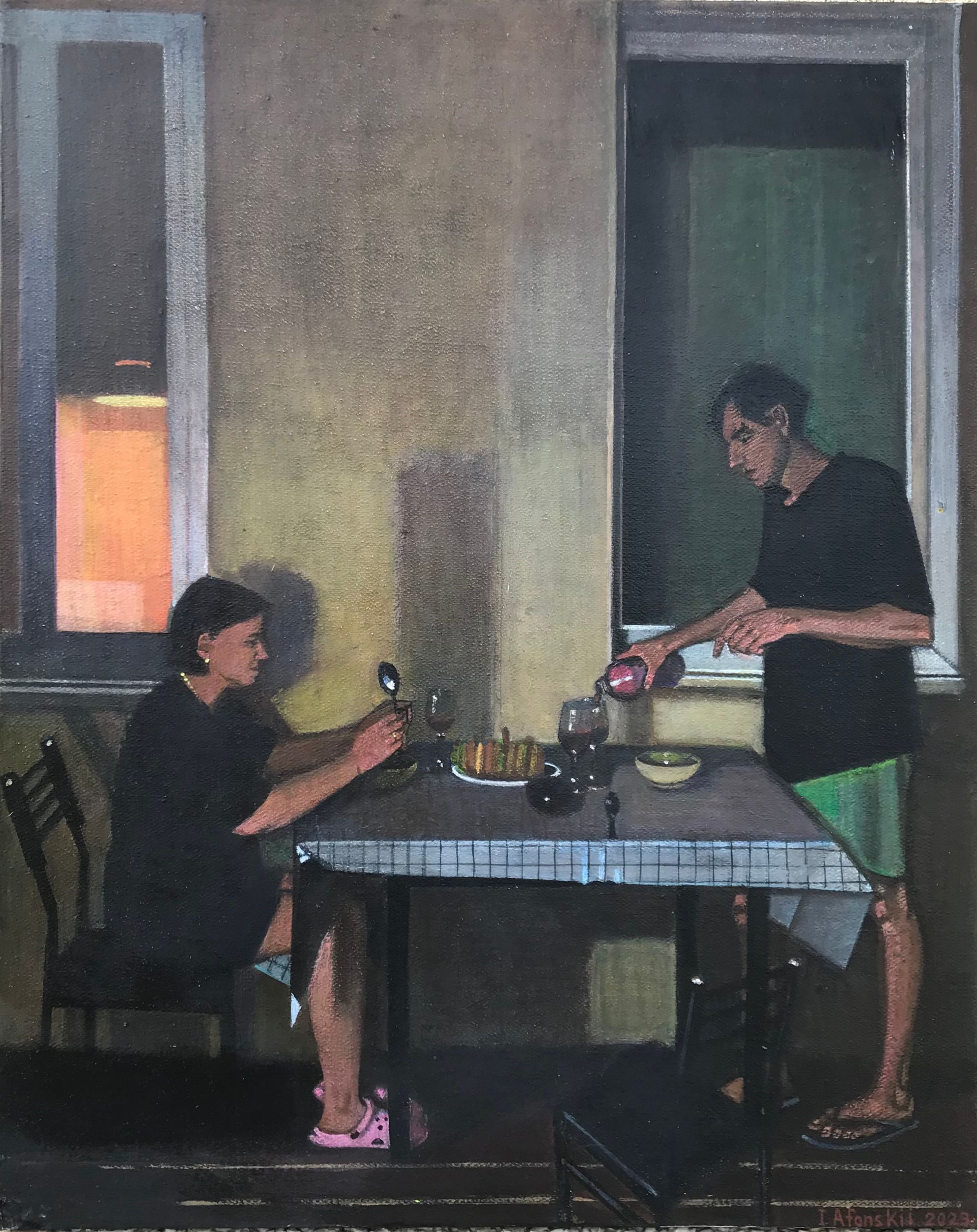 Иван Афонский (Картина, живопись - 
                  40 x 50 см) Ужин