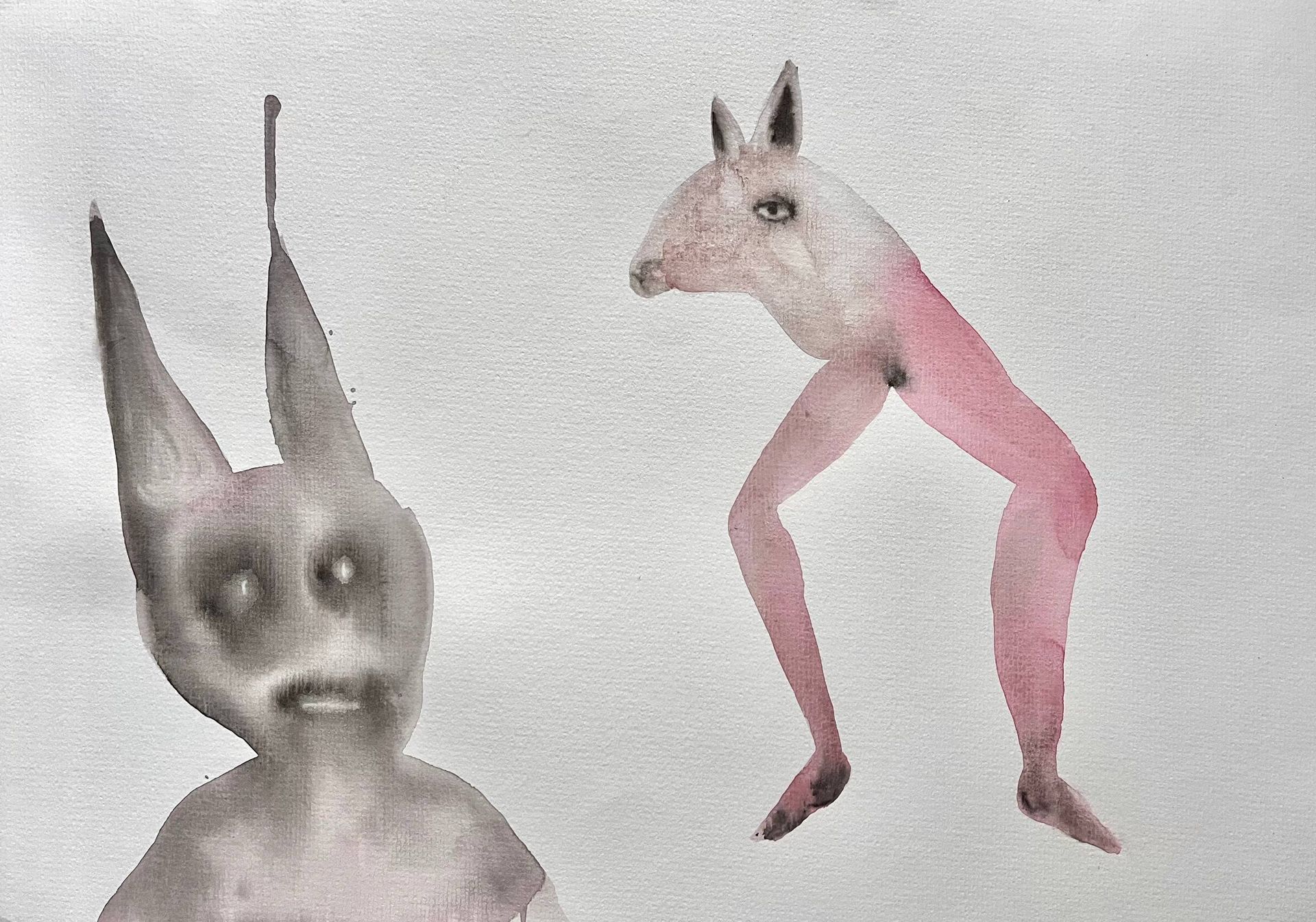 Лина Кордюченко (Авторская графика - 
                  40 x 30 см) Лошадь и Кролик
