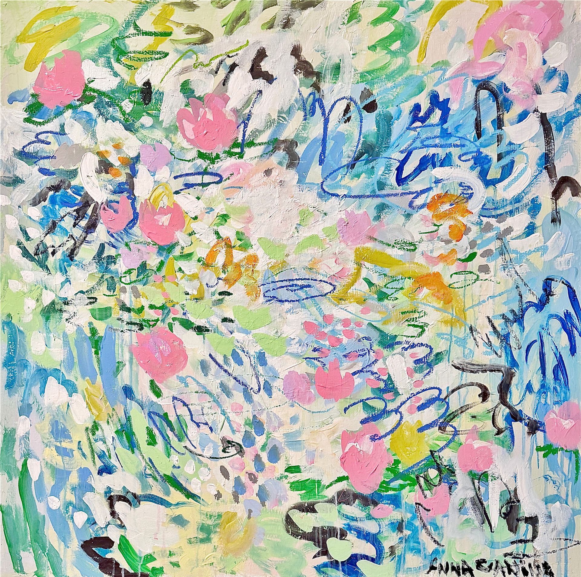 Анна Ганина (Картина, живопись - 
                  100 x 100 см) Lily pond