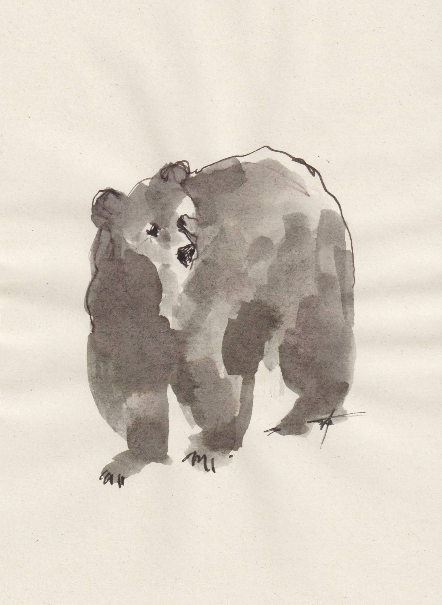 Виктория Зарецкая (embrassé par la muse) (Авторская графика - 
                  13 x 18 см) Медведь