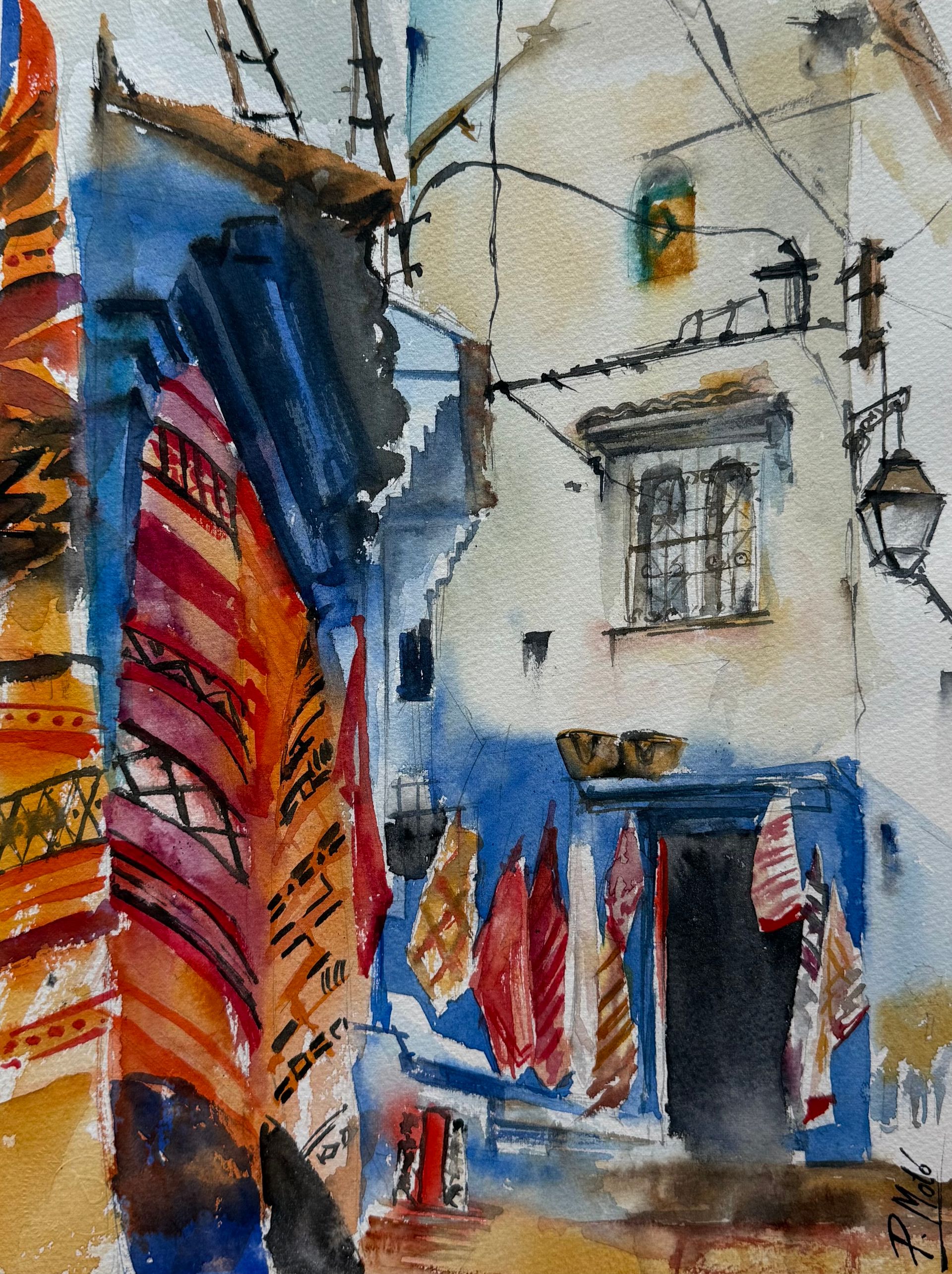 Полина Мотовилова (Авторская графика - 
                  28 x 38 см) Марокканский рынок