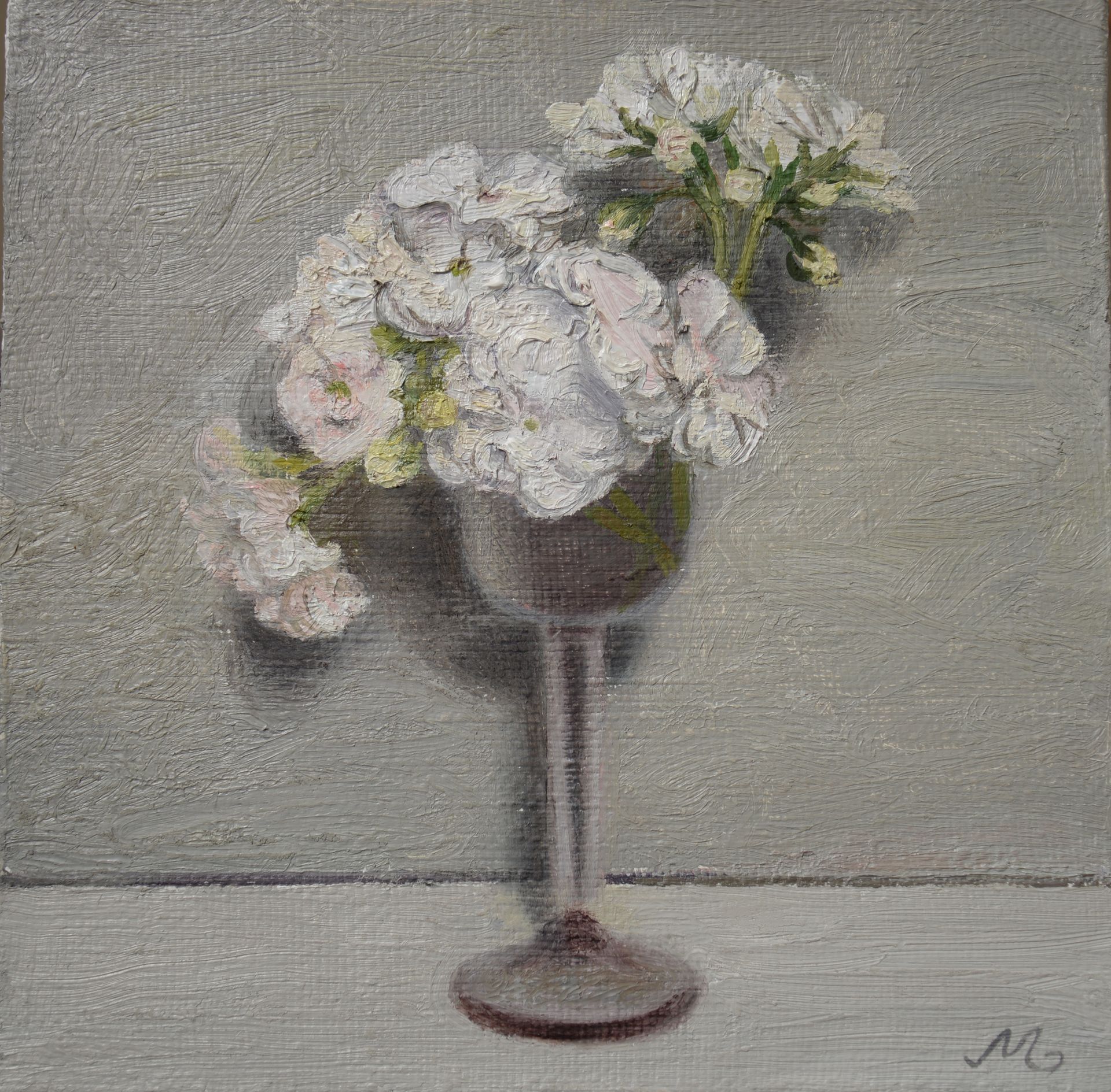 Ольга Менжилий (Картина, живопись - 
                  25 x 25 см) Герань в рюмке