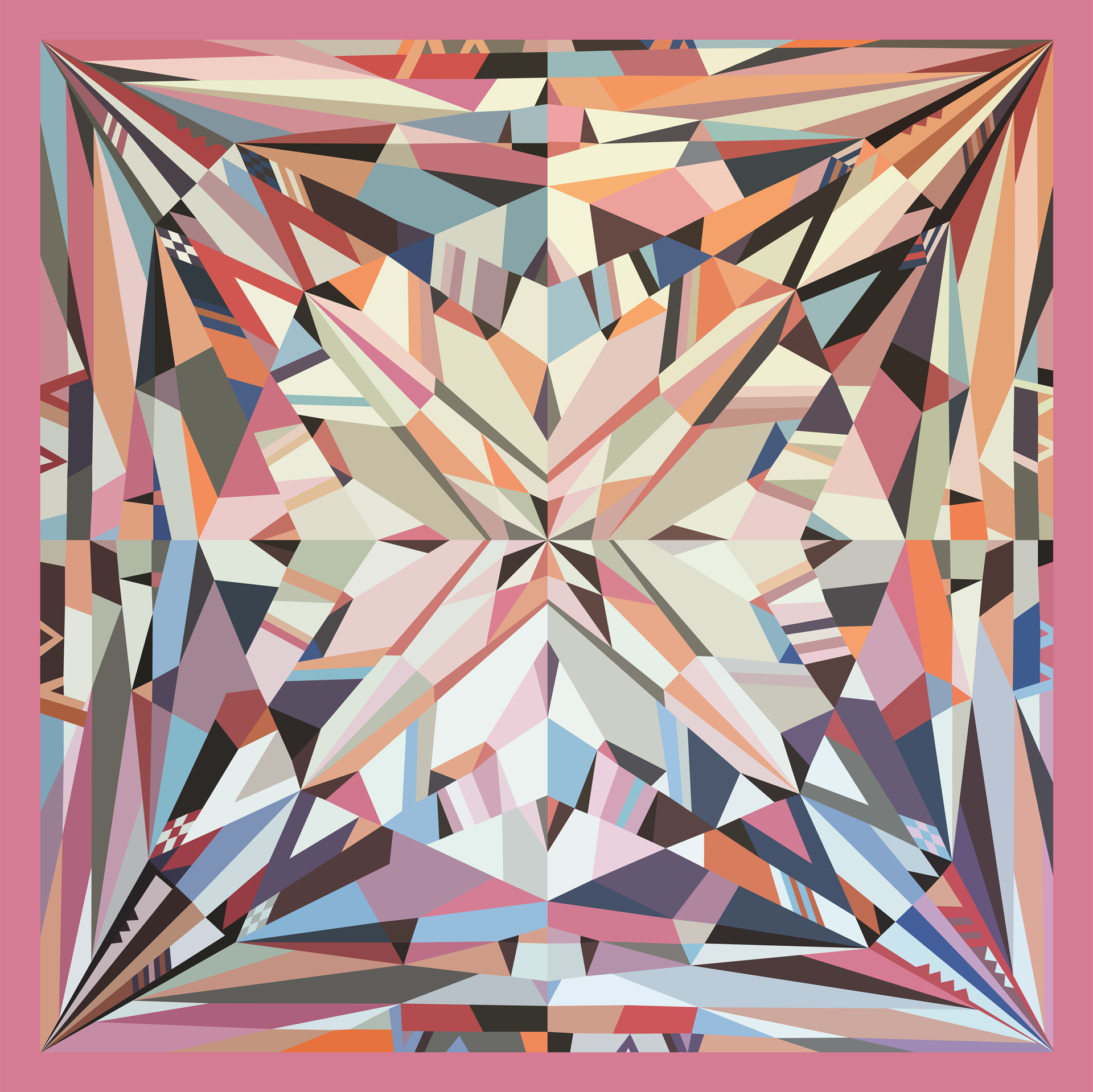 Марина Астахова (Костюм / одежда  - 
                  90 x 90 см) Платок "Розовый Кристалл"