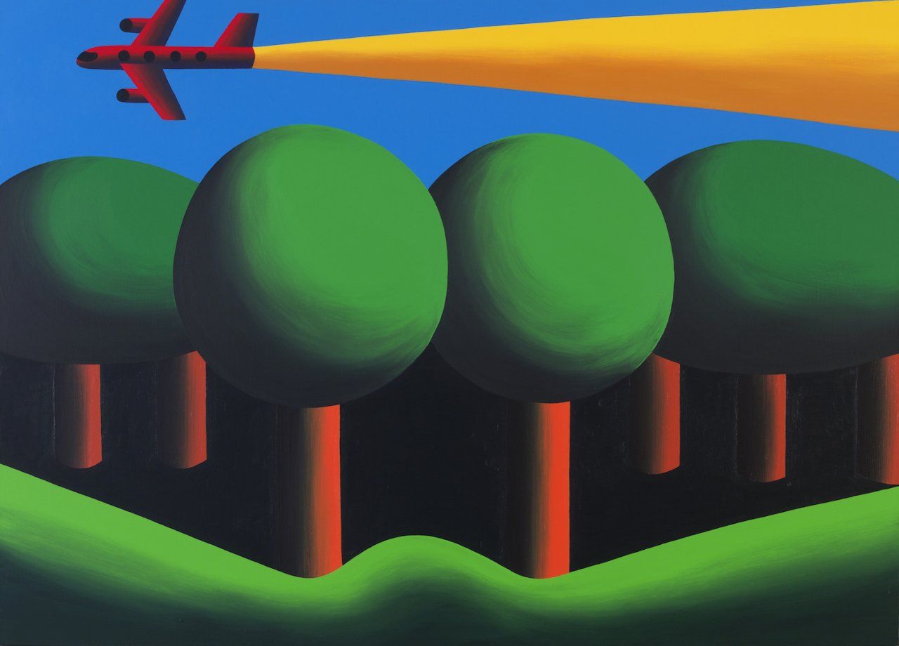 Олег Хвостов (Картина, живопись - 
                  140 x 100 см) Пейзаж с самолетом